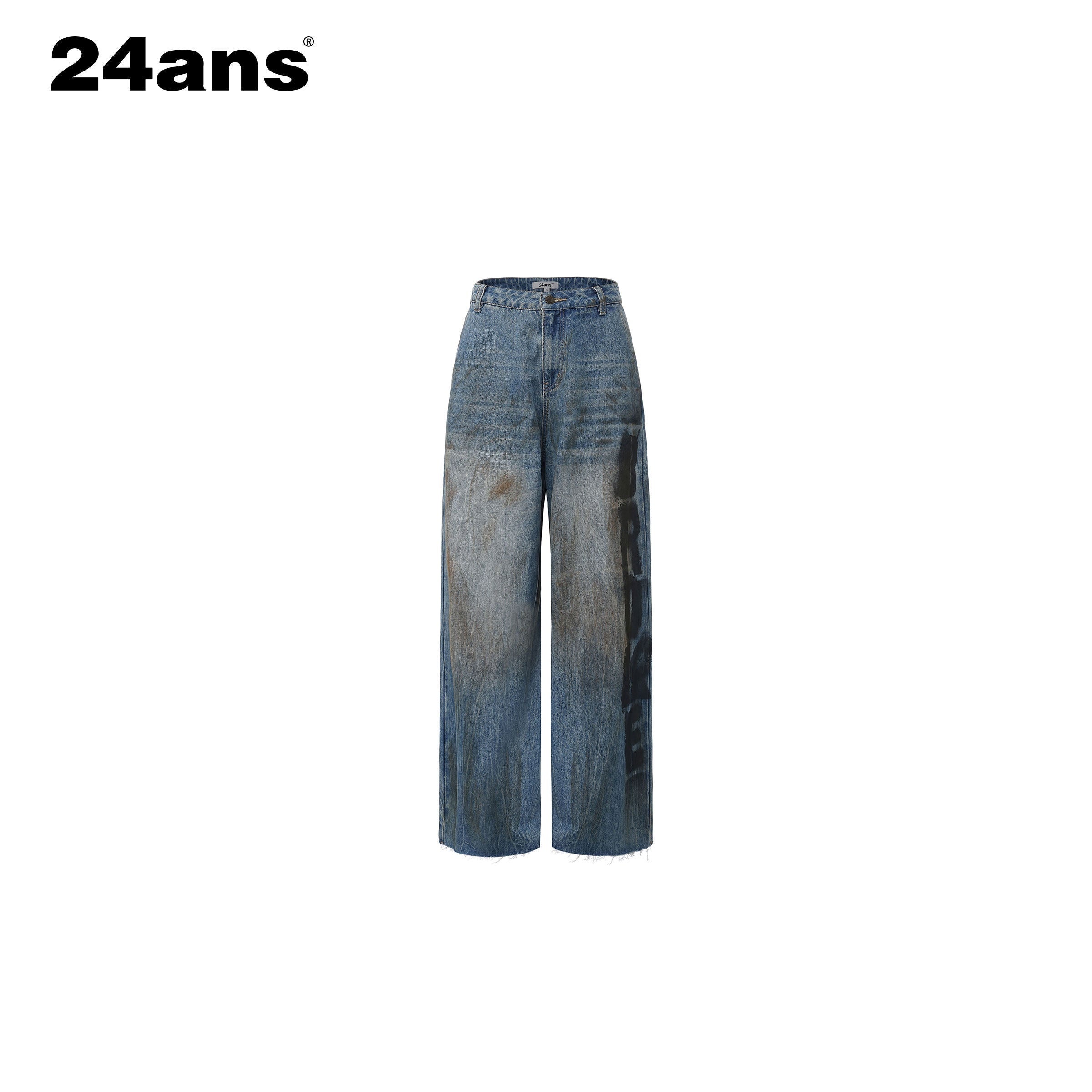 24ans_Enzyme_Wash_Natural_Waist_Letter_Print_Blue_Slight_Stretch_Wide-Leg_Jeans_MISSTT