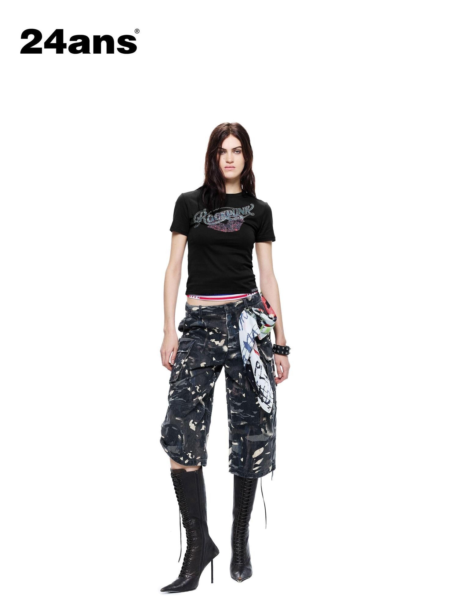 24ans Enzyme Washed Hand Distressed Custom Camo Women&