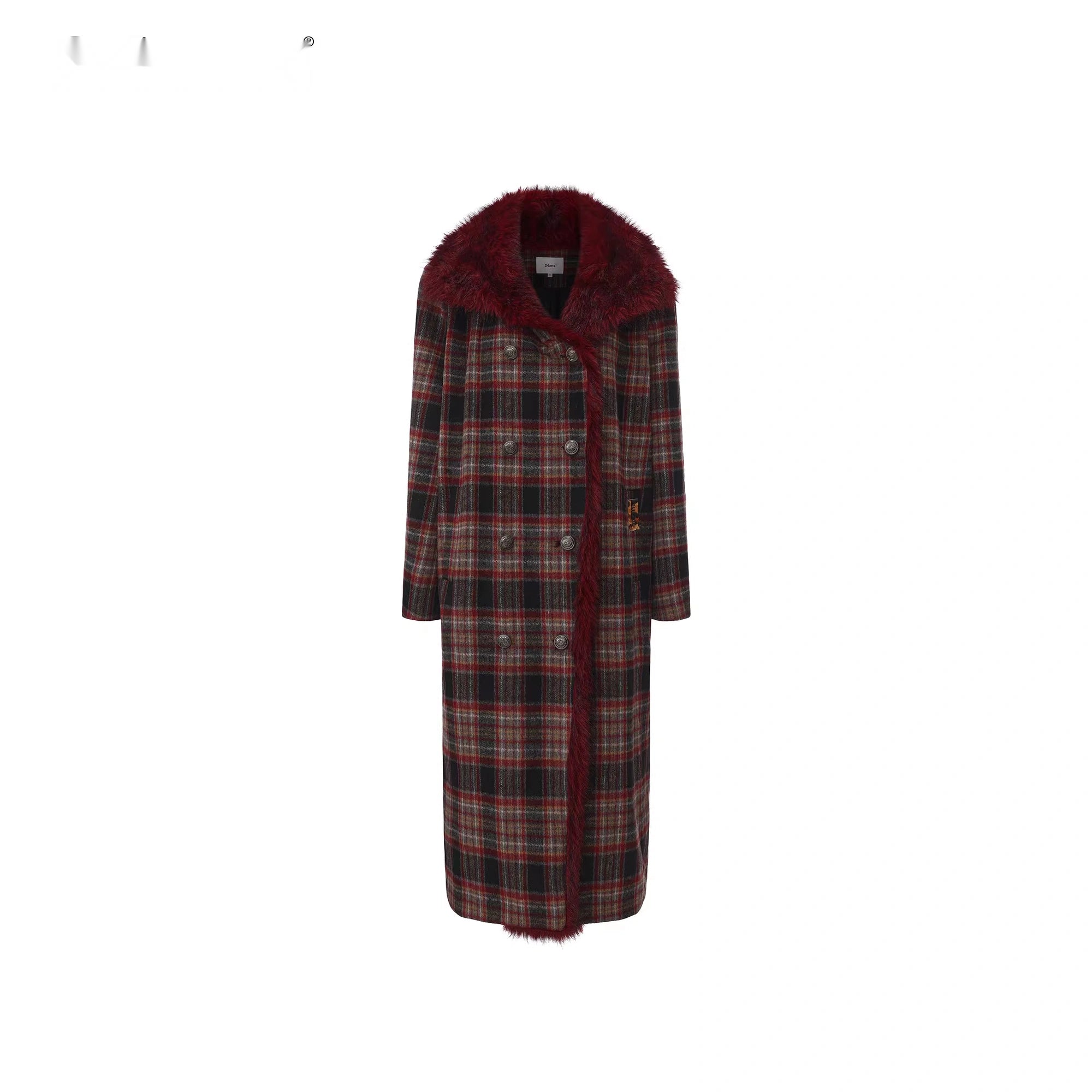 24ans_Faux_Fur_Collar_Plaid_Wool_Blend_Overcoat_MISSTT