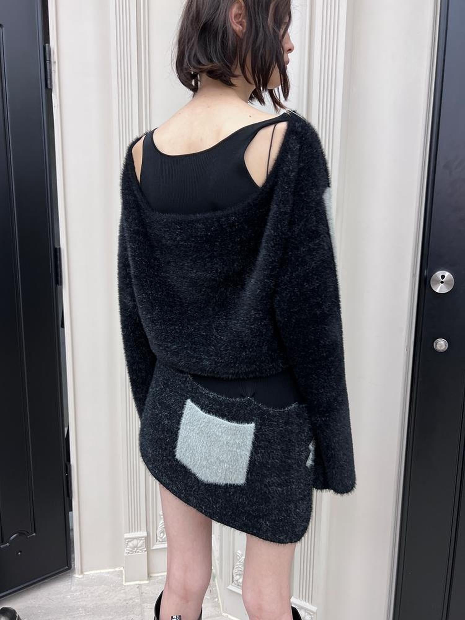 24ans Faux Two Piece Knit Set With Fleece Lining V-Neck T-Shirt Long Sleeve