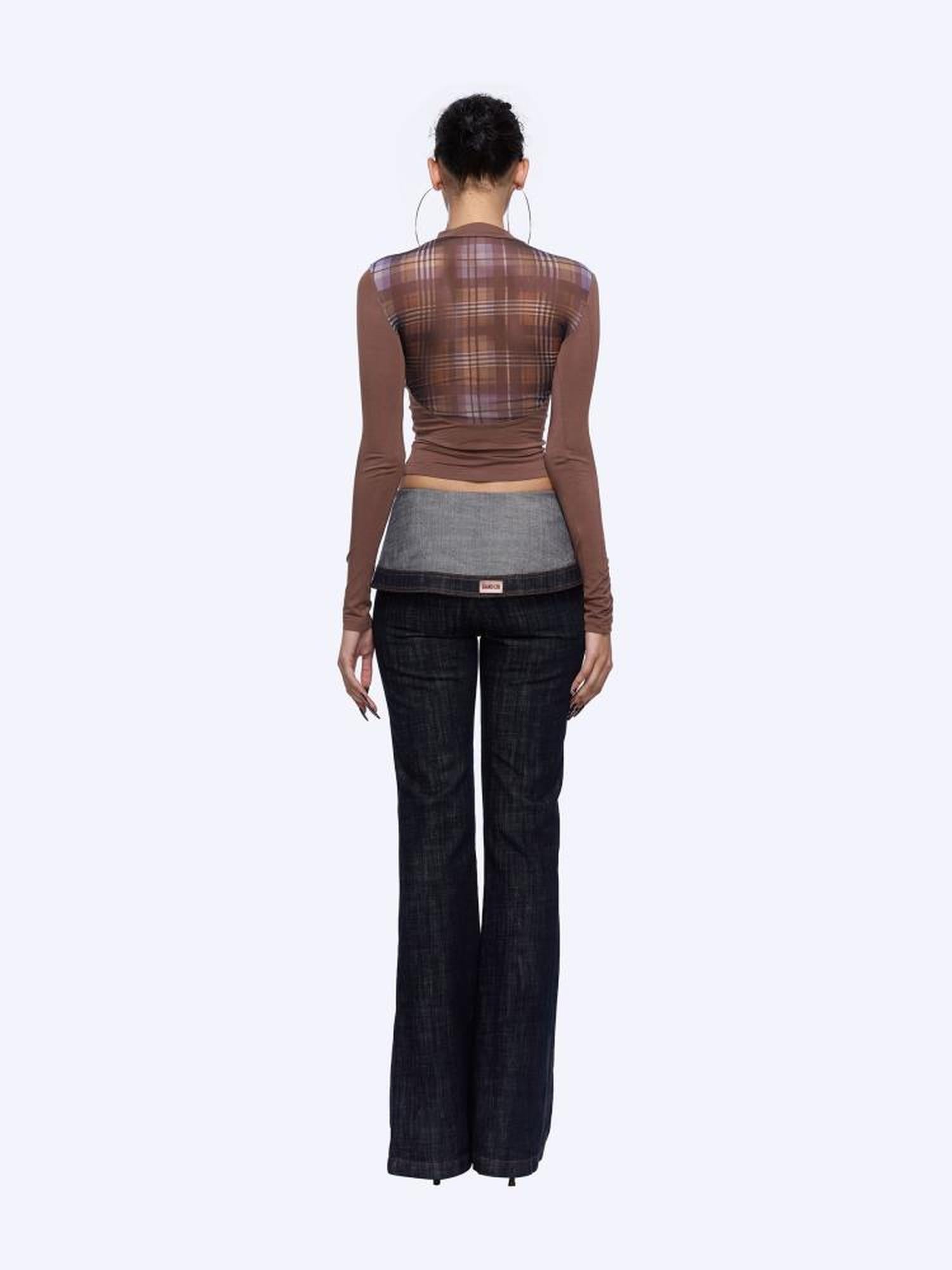24ans Flared Denim Jeans With Adjustable Waist And Tied Cuff Detail