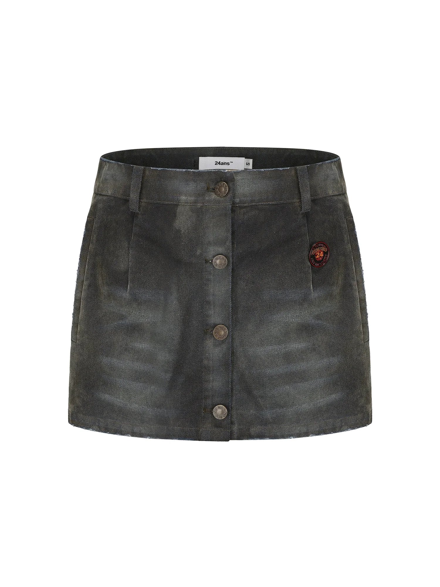 Flocked Washed High Waist Short Jacket Skirt Set