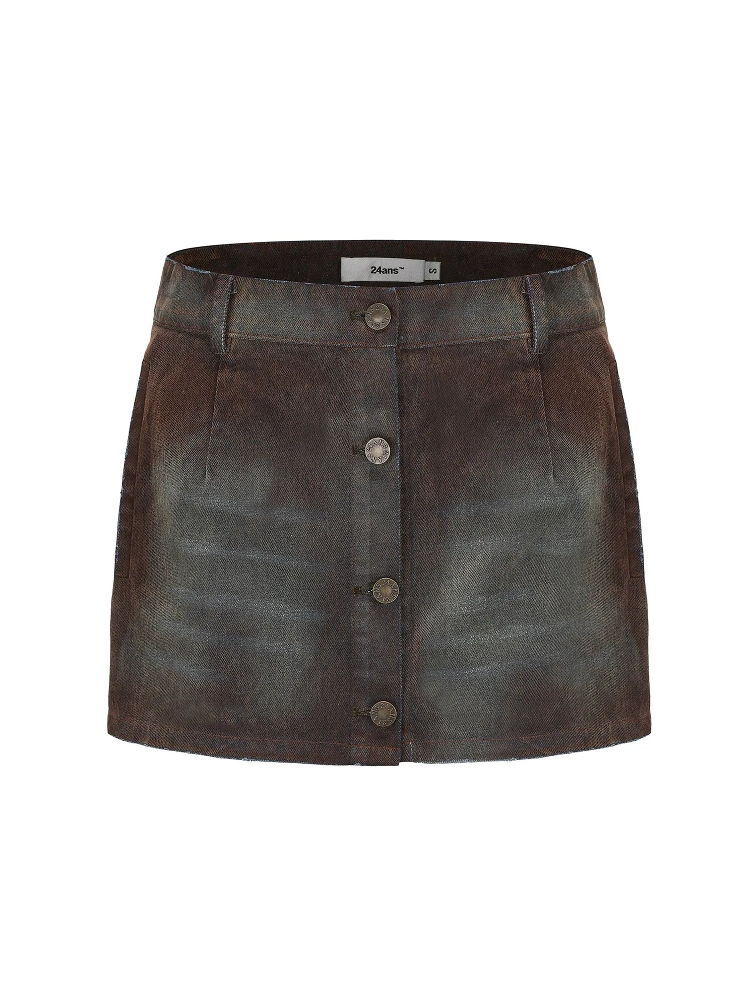 Flocked Washed High Waist Short Jacket Skirt Set