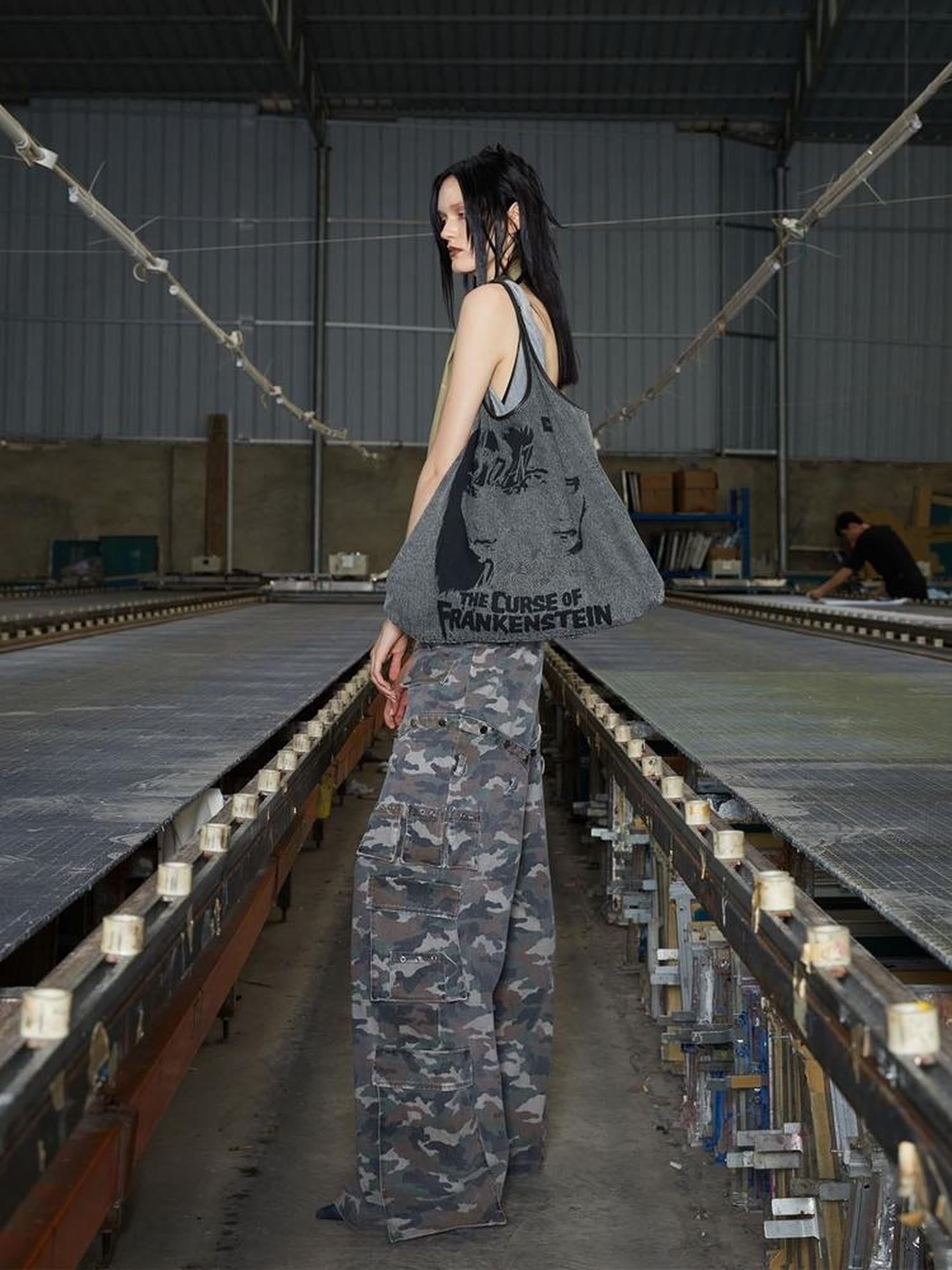 24ans Gray Dark Gray Designer Canvas Tote Bag