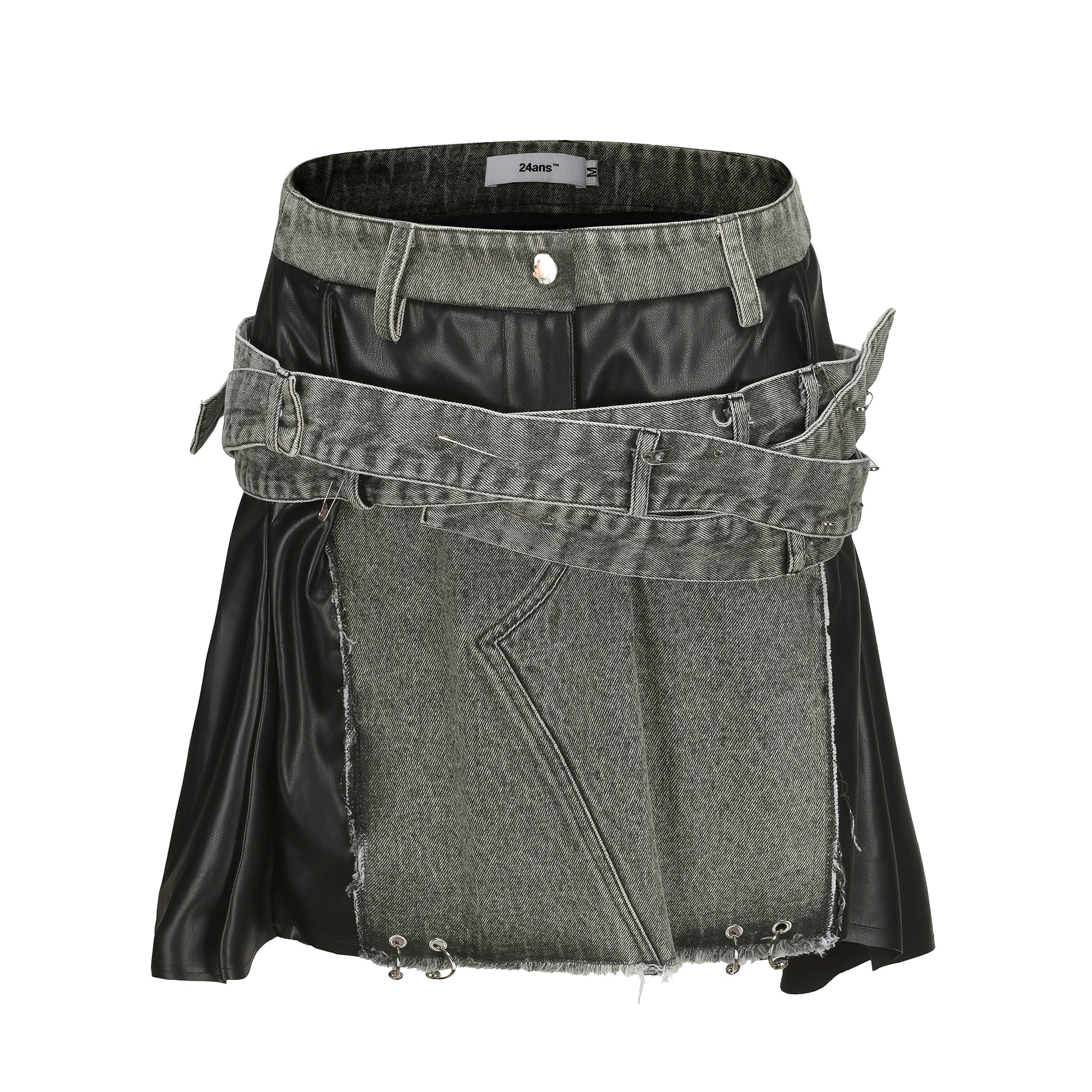 24ans_Grey_Brown_Backless_Denim_Structured_Skirt_Set_MISSTT