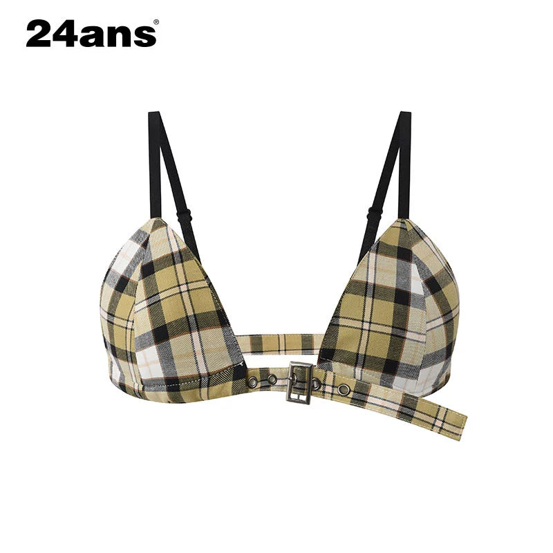 24ans_Grid_Pattern_Bra_Top_And_Pleated_Skirt_Two_Piece_Set_MISSTT