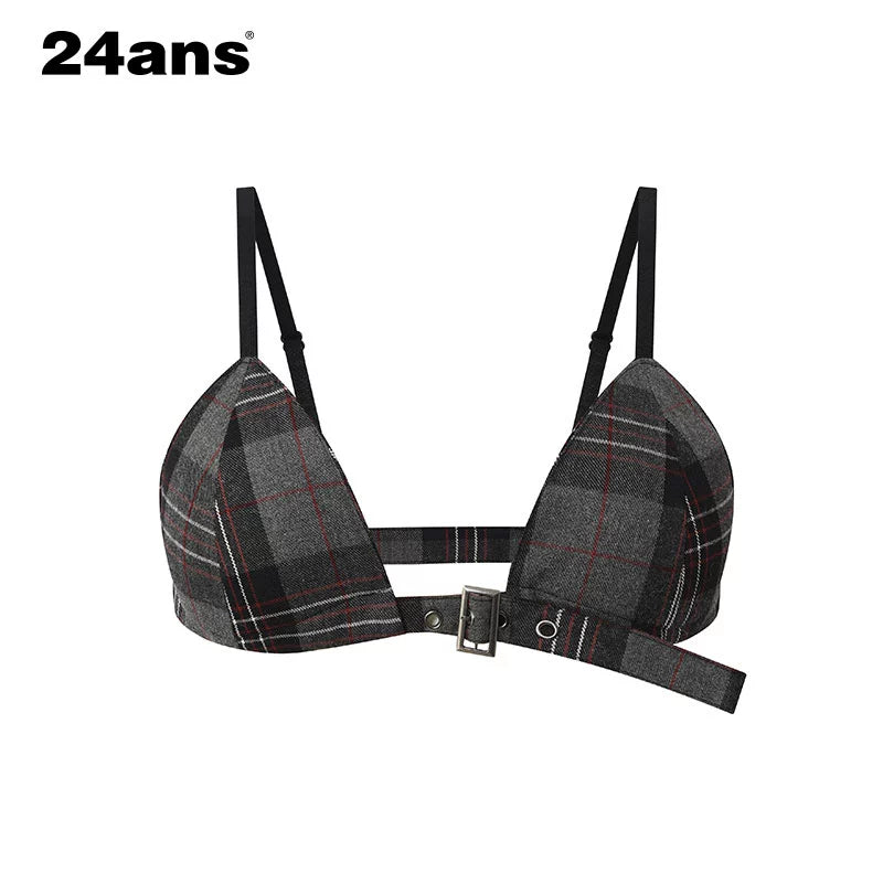 24ans_Grid_Pattern_Bra_Top_And_Pleated_Skirt_Two_Piece_Set_MISSTT