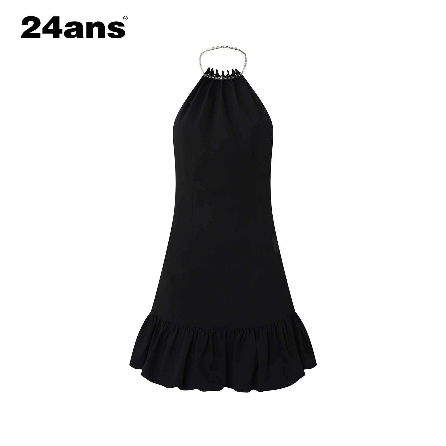24ans Halter Neck Chain Strap Bubble Hem Fit & Flare Short Dress MISSTT