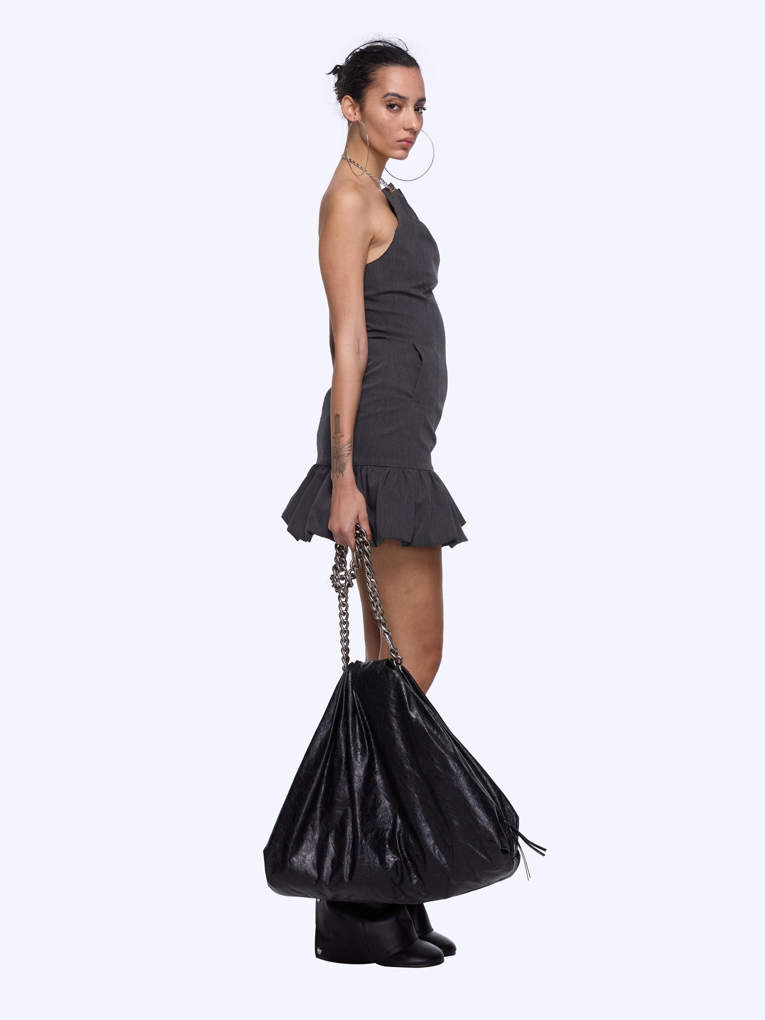 24ans Halter Neck Chain Strap Bubble Hem Fit & Flare Short Dress