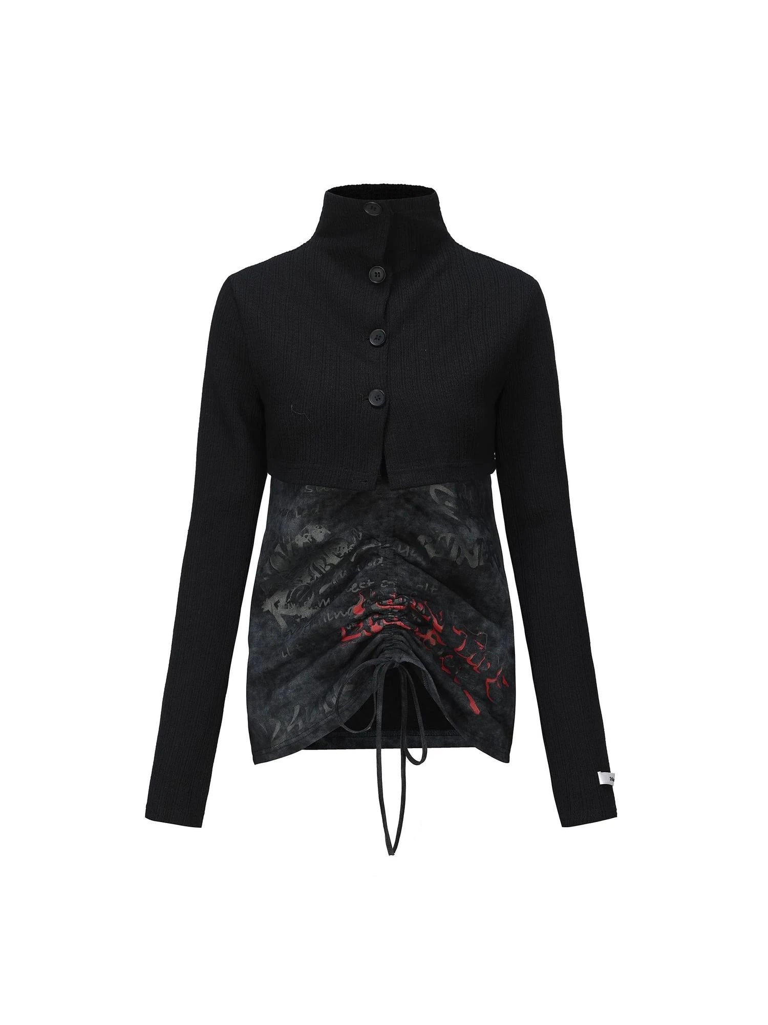 High Neck Knit Sweater Dress with Detachable Collar