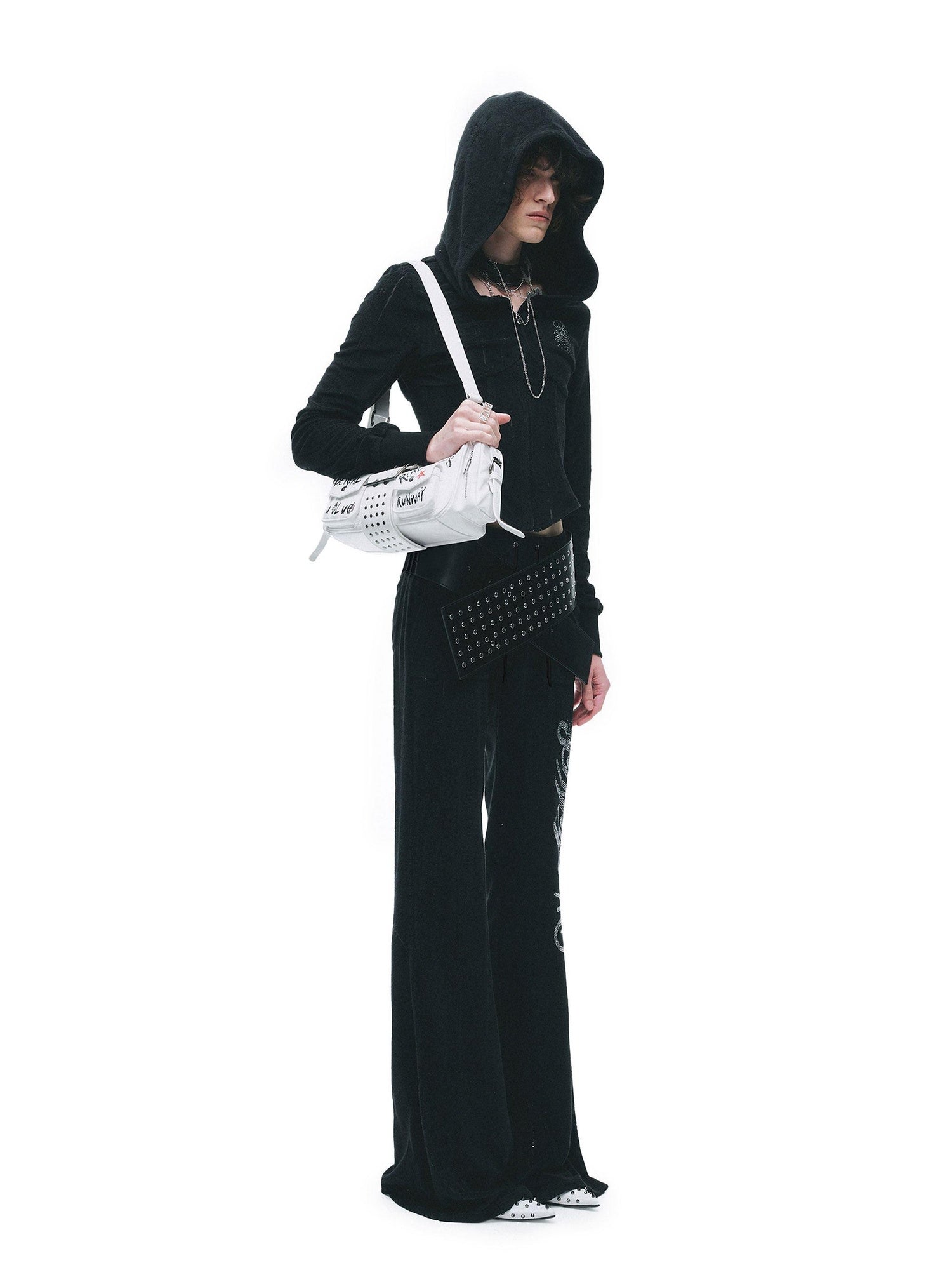 24ans High Waist Letter Print Long Sleeve Sweatshirt Women Black Top & Pants Sets
