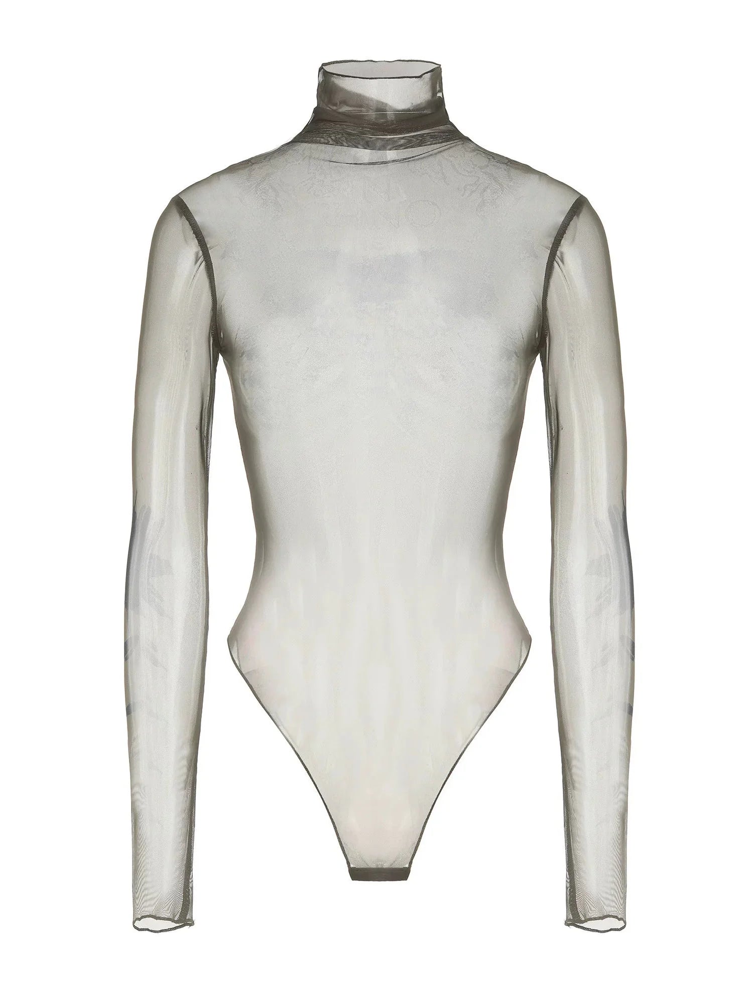 Hollow Out Mesh Long Sleeve Top With Lace Trim