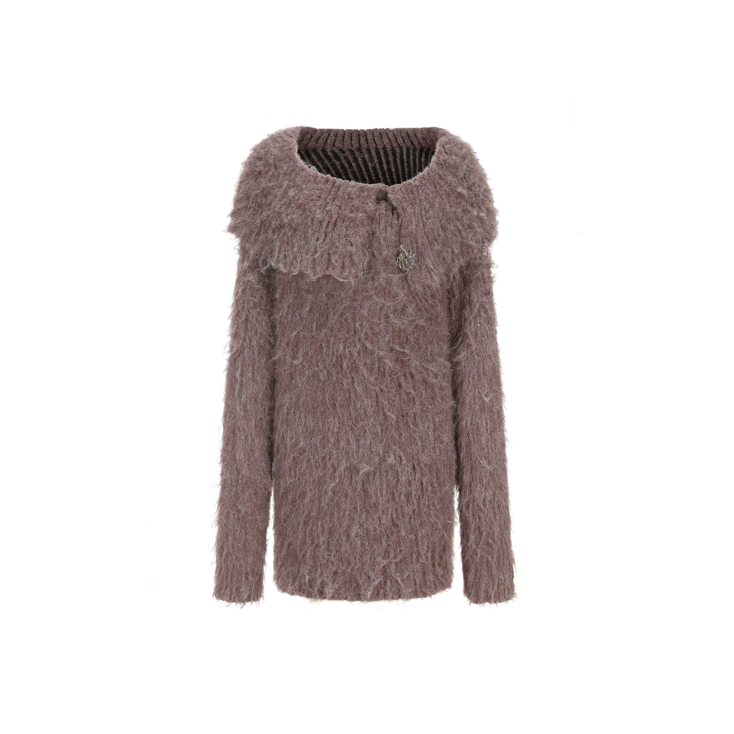 24ans Knitted Sweater Dress With Faux Fur Trim MISSTT
