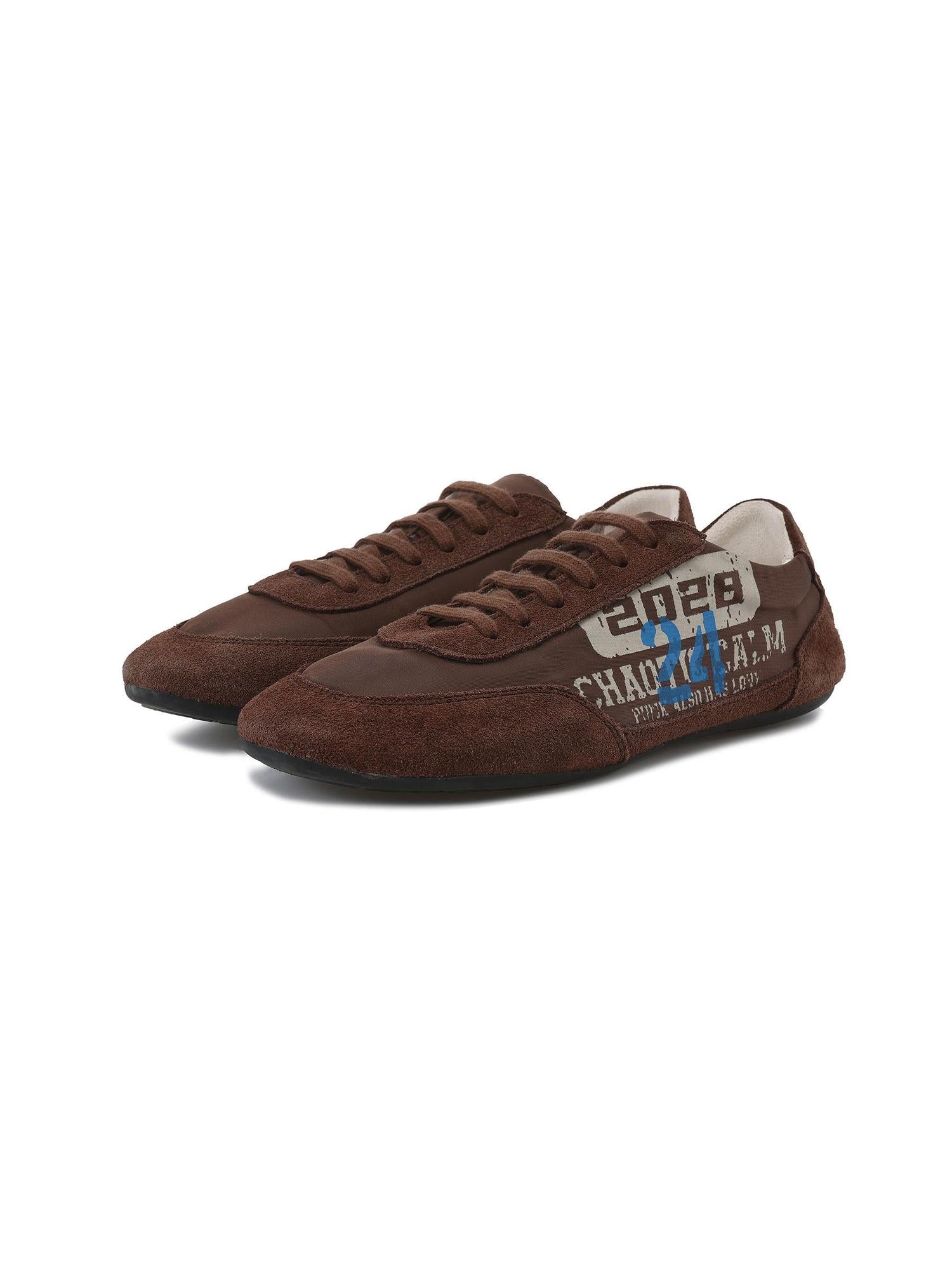 24ans Leopard Print Split Leather Casual Sneakers