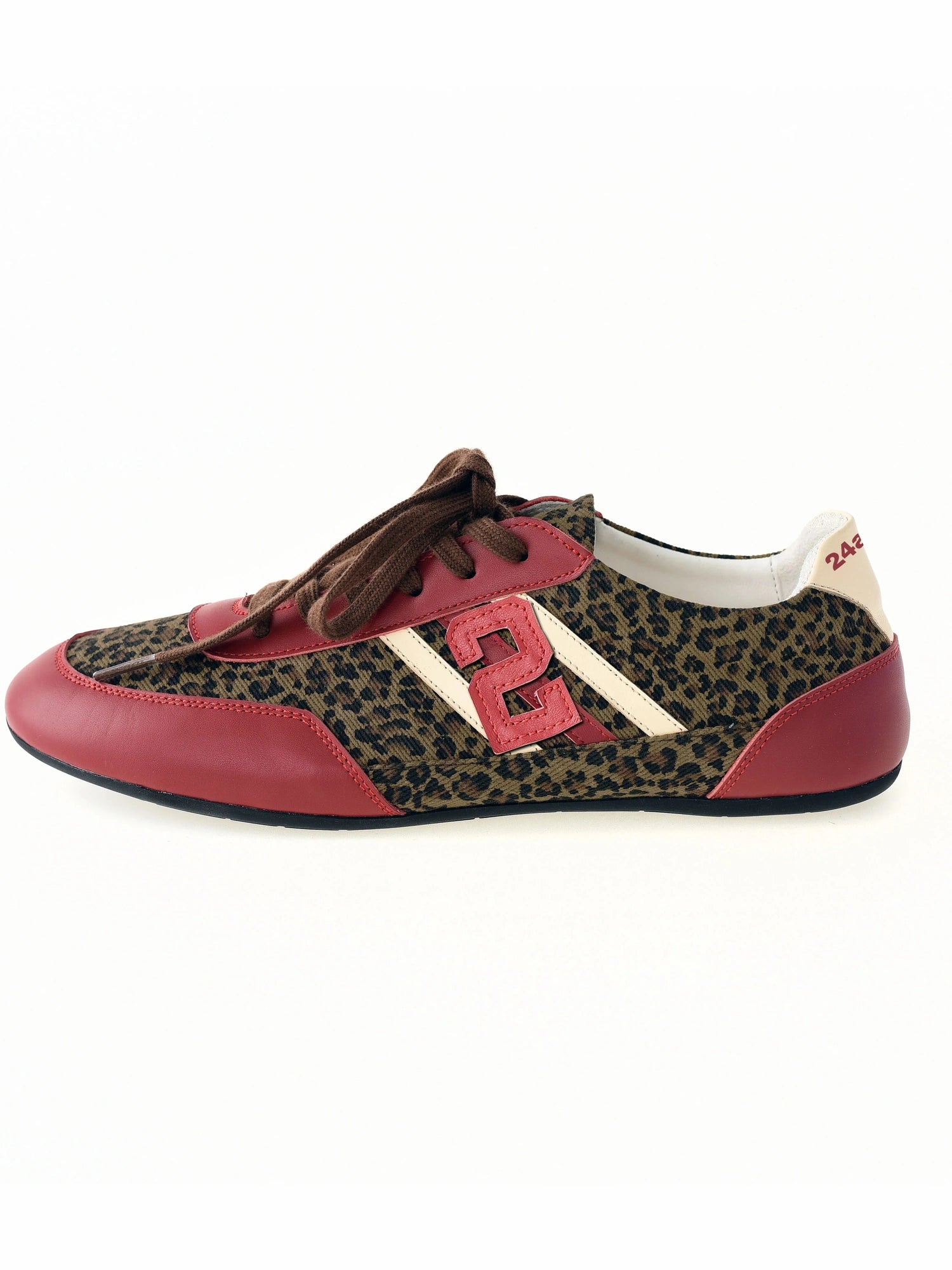 Leopard Print Split Leather Casual Sneakers