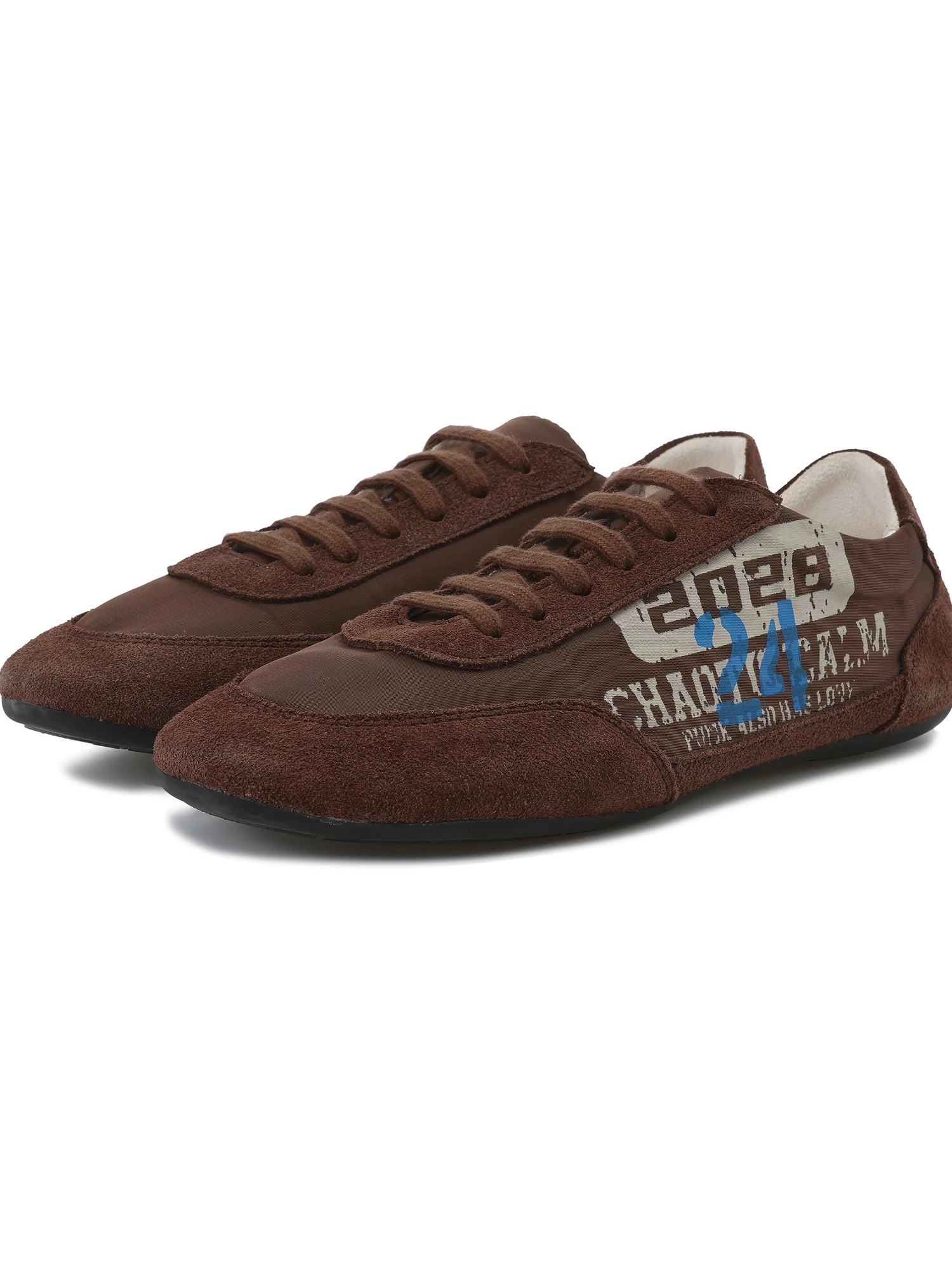 Leopard Print Split Leather Casual Sneakers