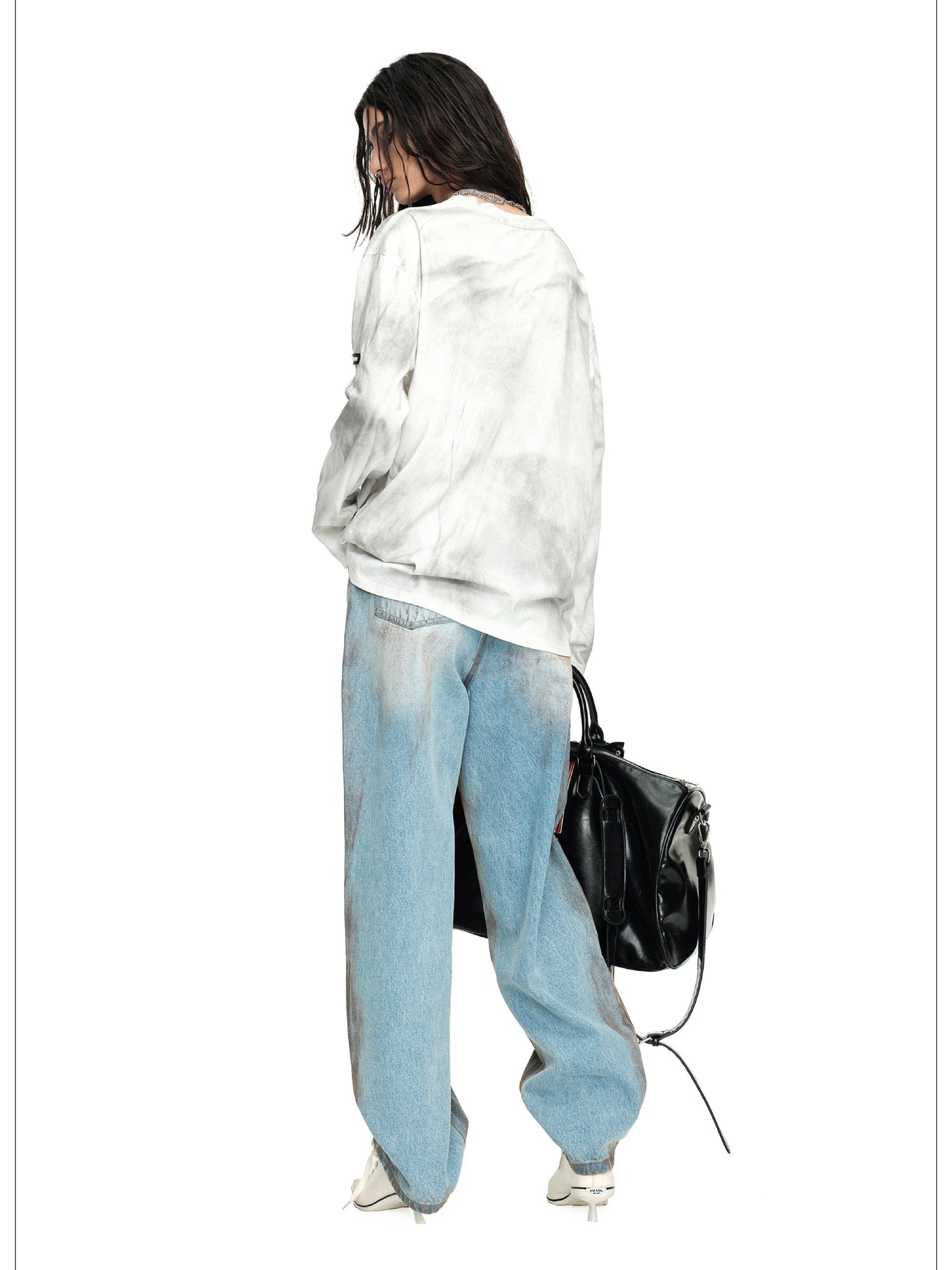 24ans Light Blue Distressed Straight Leg Denim Jeans