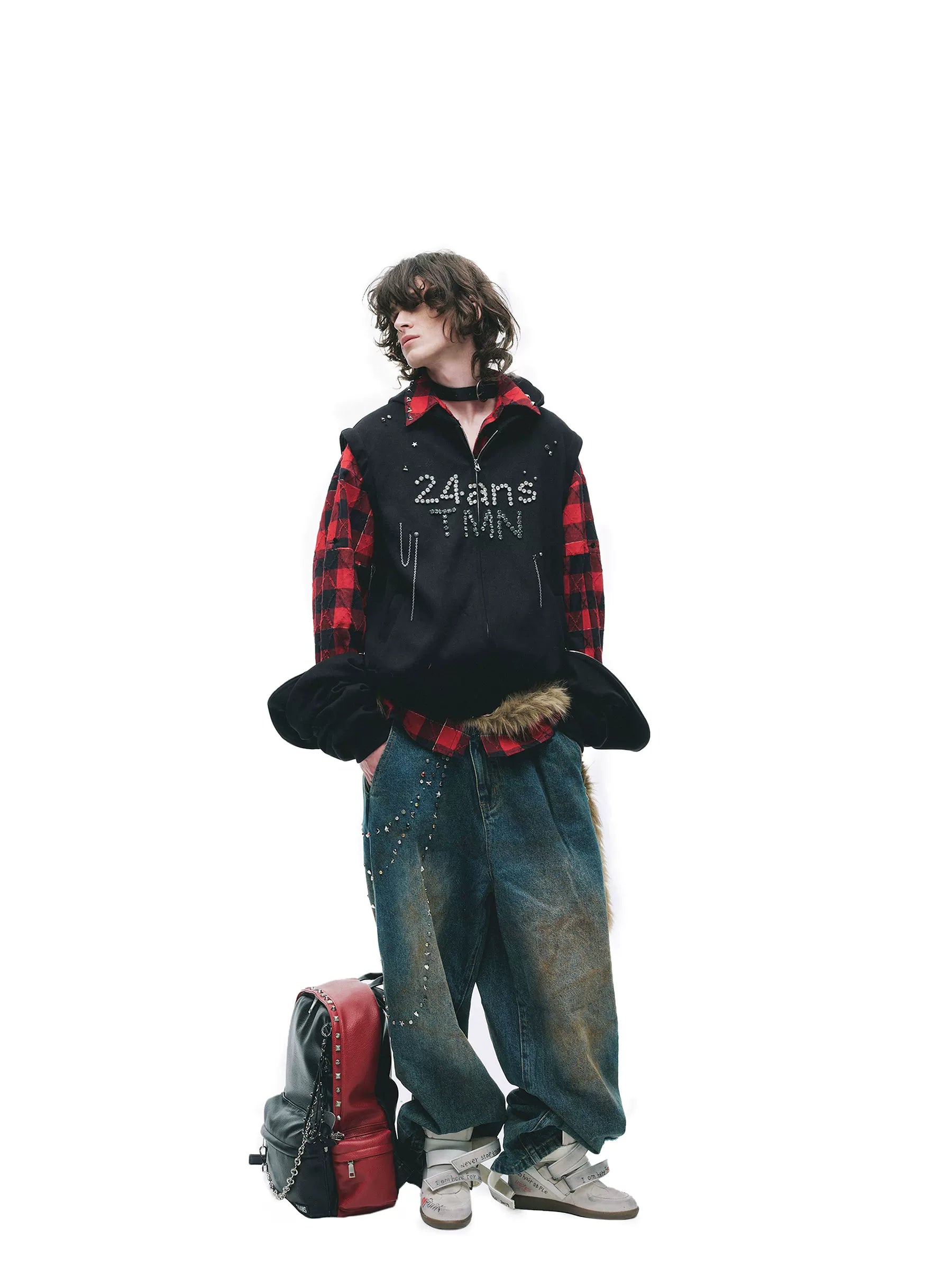 24ans Lightweight Hooded Loose Fit Zip Pullover Unisex Letter Print Sweatshirts-2