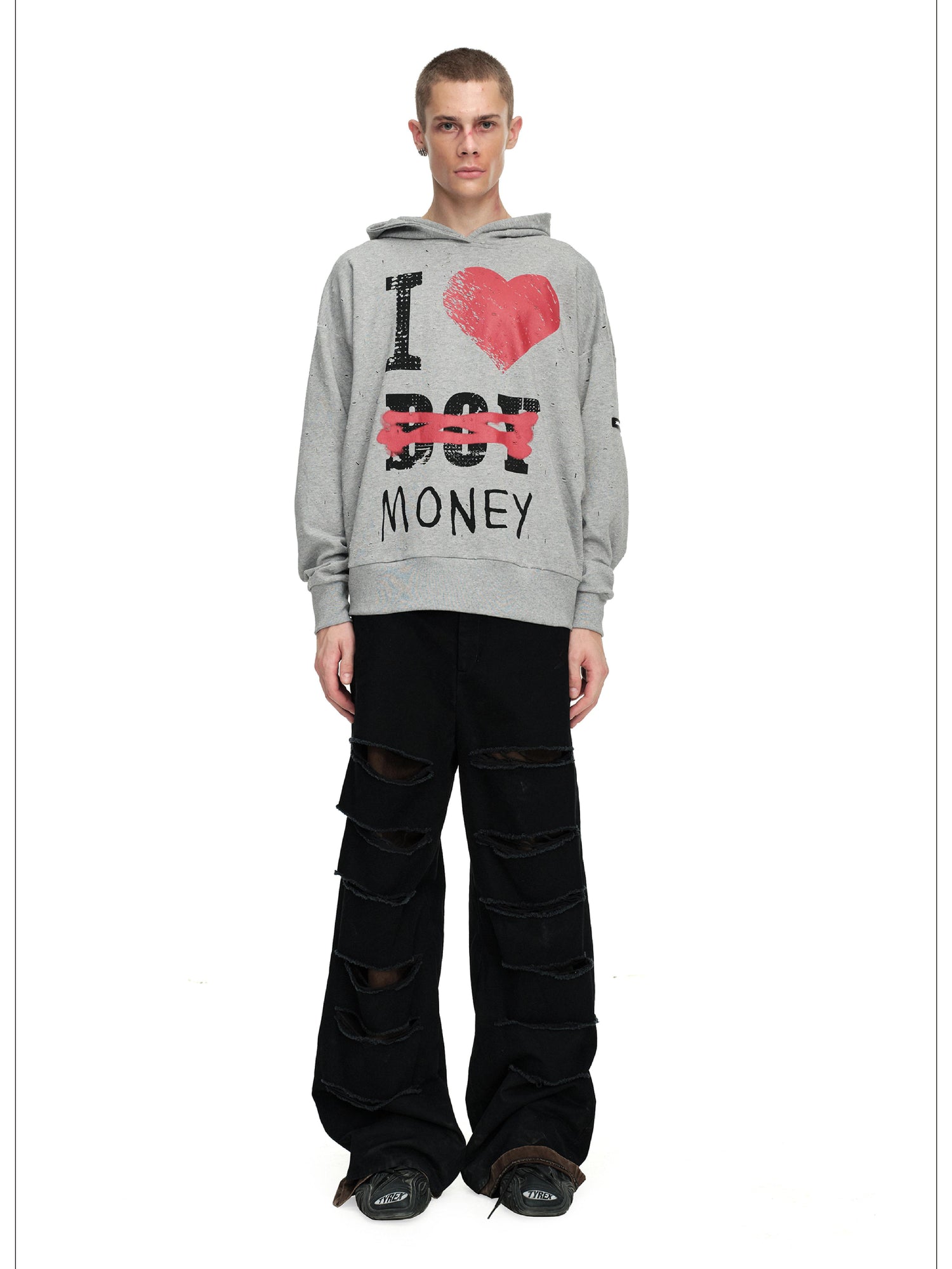 24ans Logo Hoodie Unconventional Essential V-Neck T-Shirt Long-Sleeve