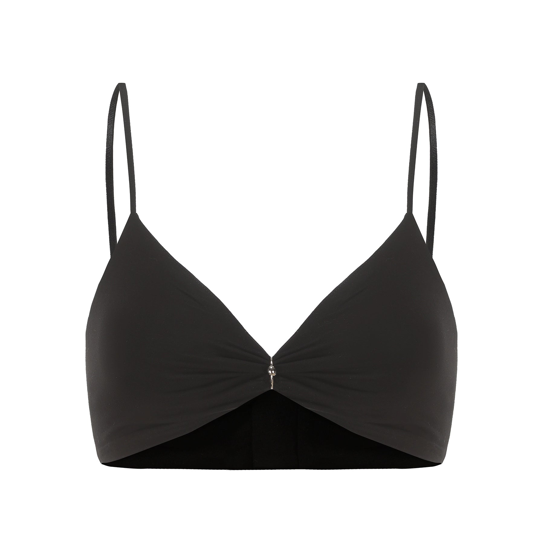 24ans Metallic Ring Knot Bra Top Black White MISSTT