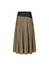 Mid Length Cotton Blend Pleated Skirt