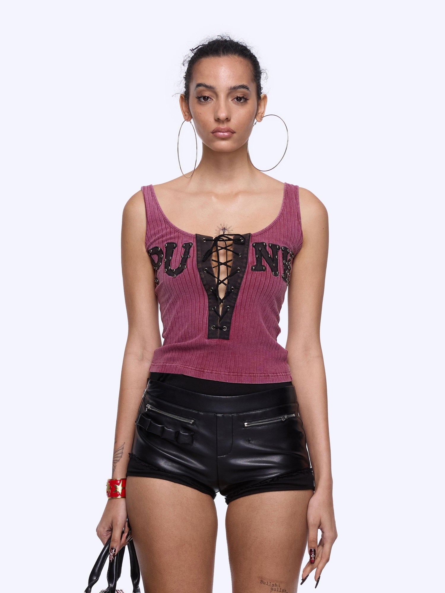 24ans Original Cotton Stretch Racerback Cropped Womens Striped Letter Tank Tops