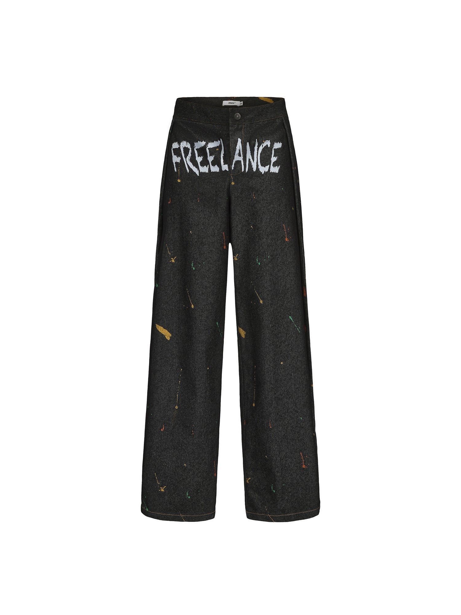24ans Printed Fold Over Jeans With Splatter Detail MISSTT