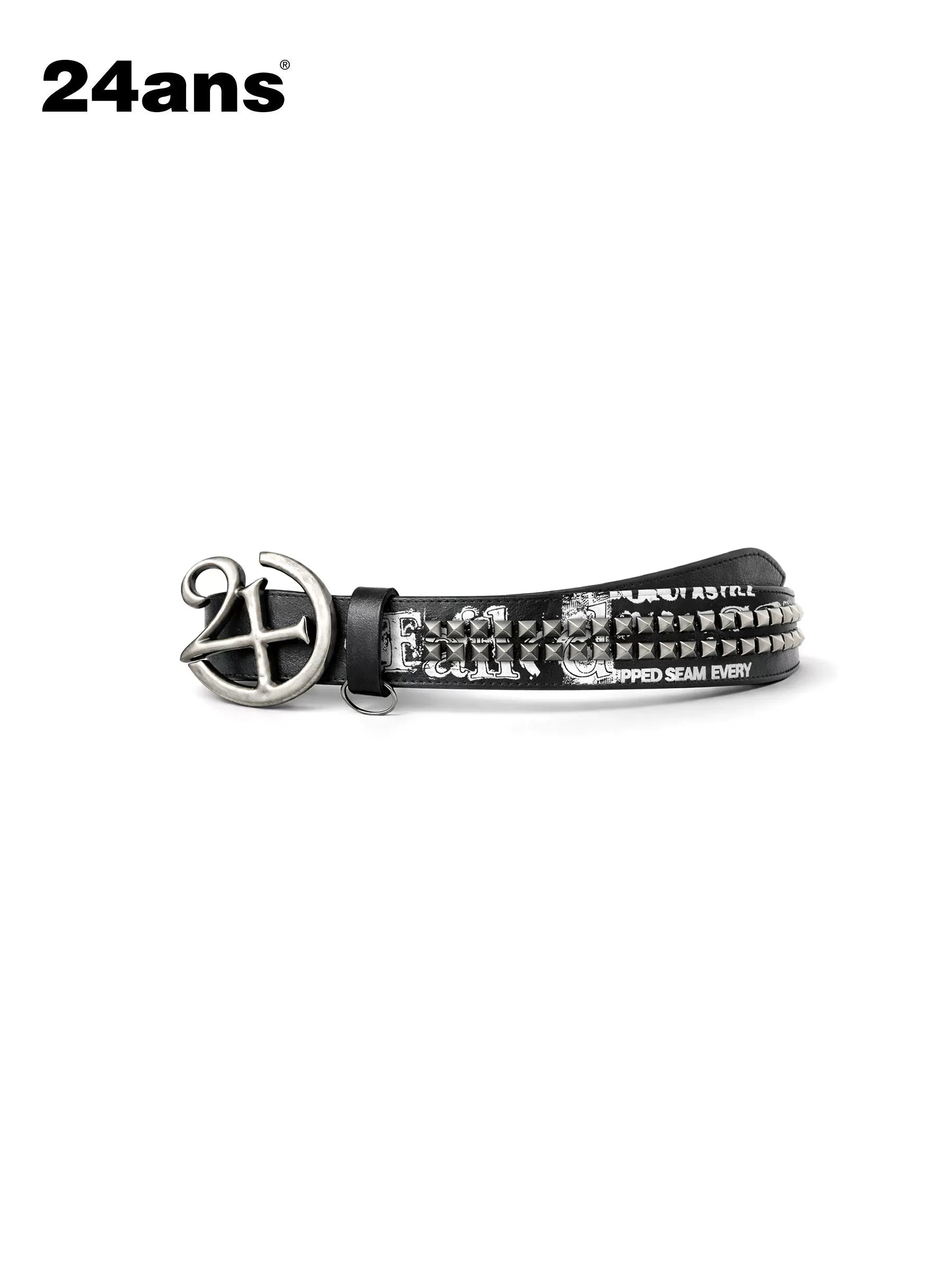 24ans Pu Leather Printed Pin Buckle Unisex Fashion Casual Burgundy Black Belts-1