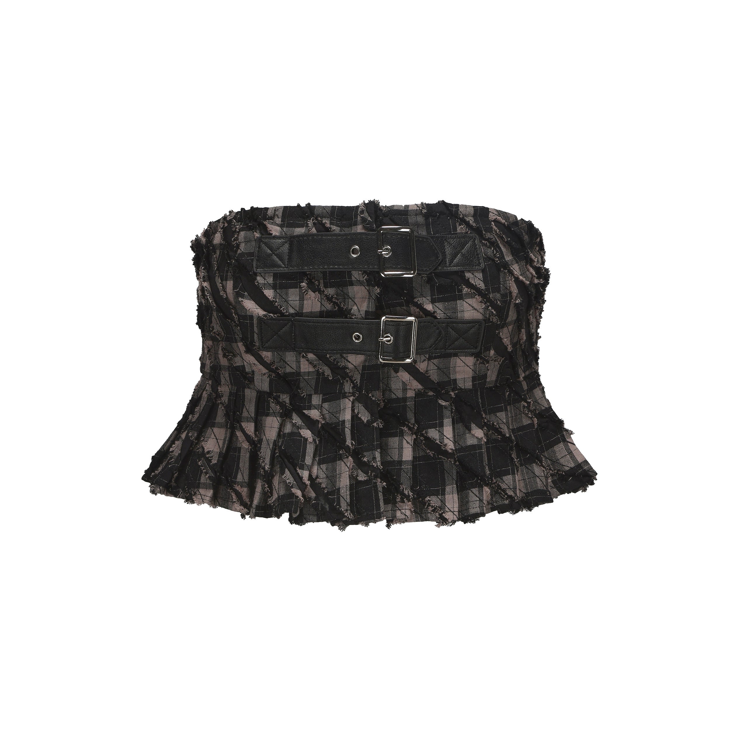 24ans Punk Corset Top In Checkered Cotton MISSTT