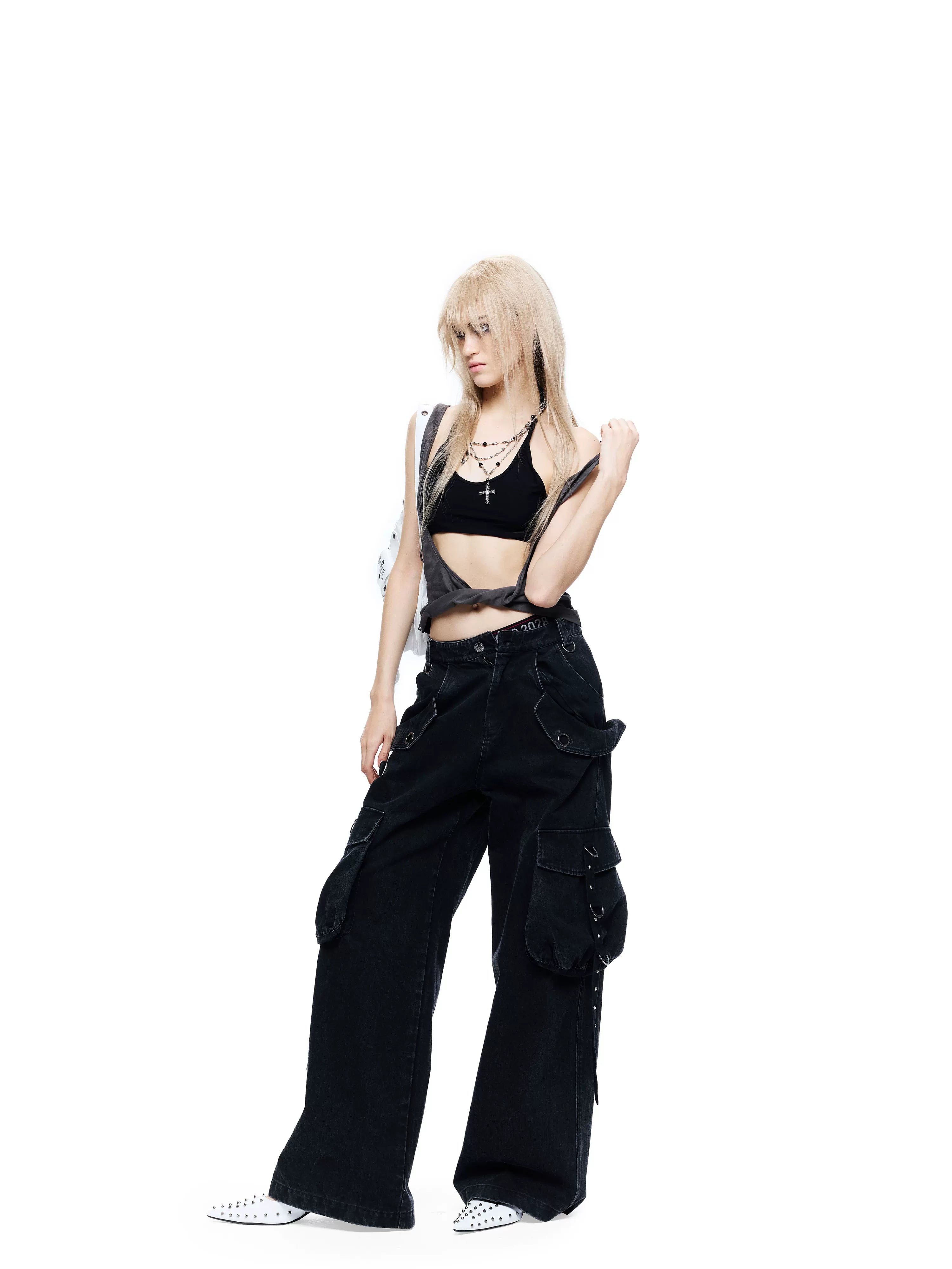 24ans Punk Grunge Distressed 3D Cut Reversible Letter Print Women&