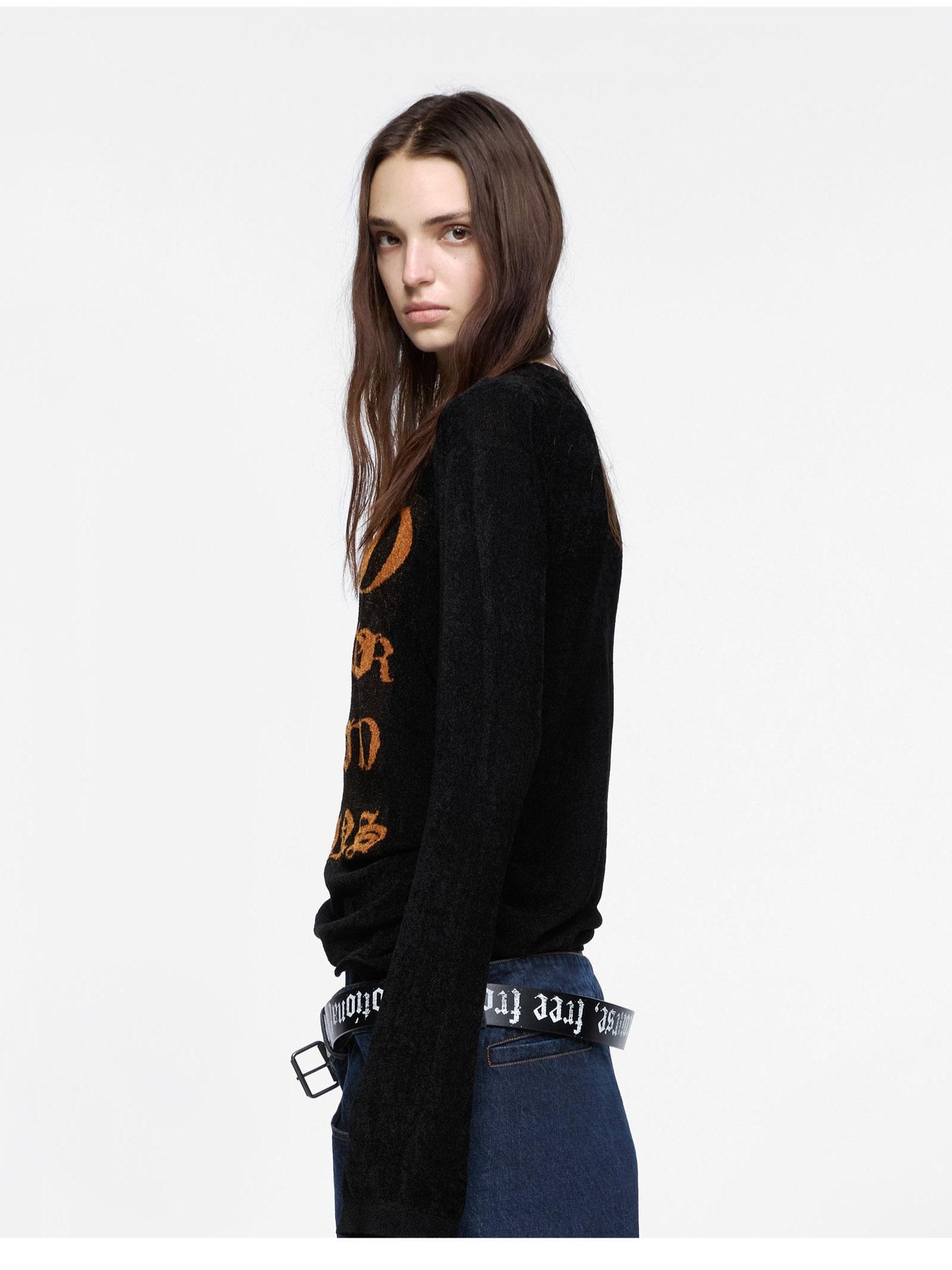 24ans Punk Slogan Custom Belt Black Red