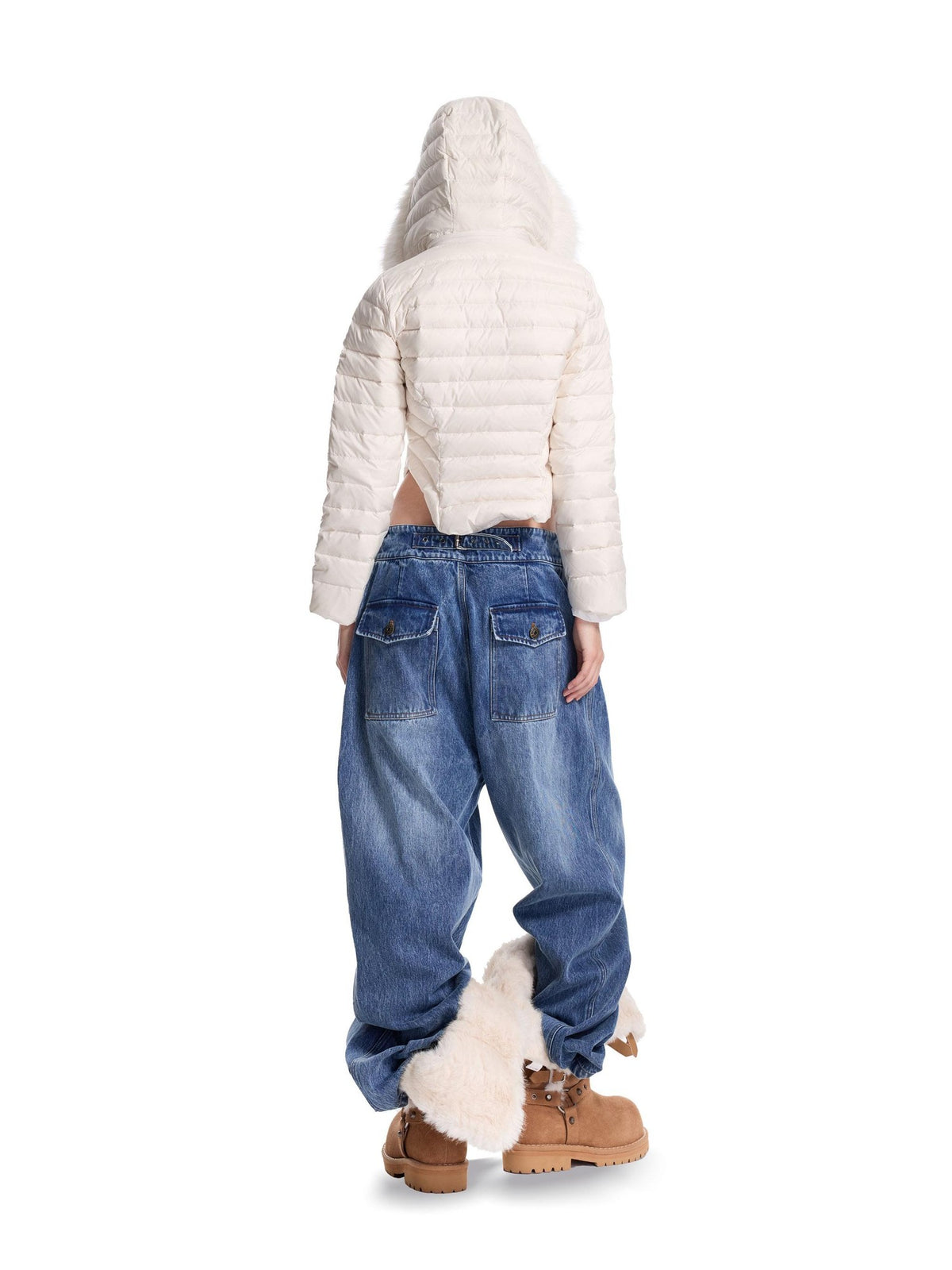 24ans Quilted Detachable Hood Slim Fit Women&