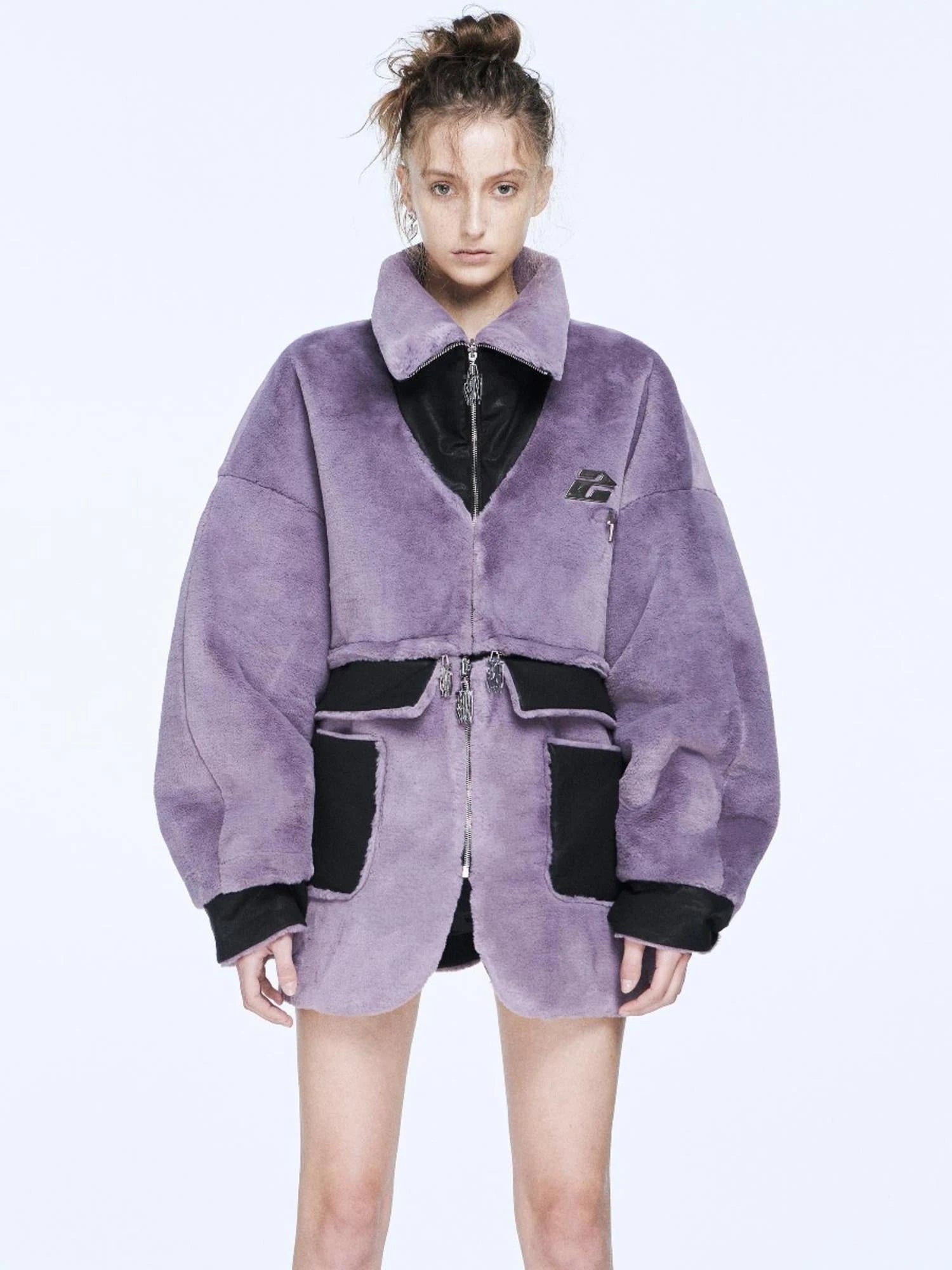 Removable Faux Fur Jacket With Functional Design