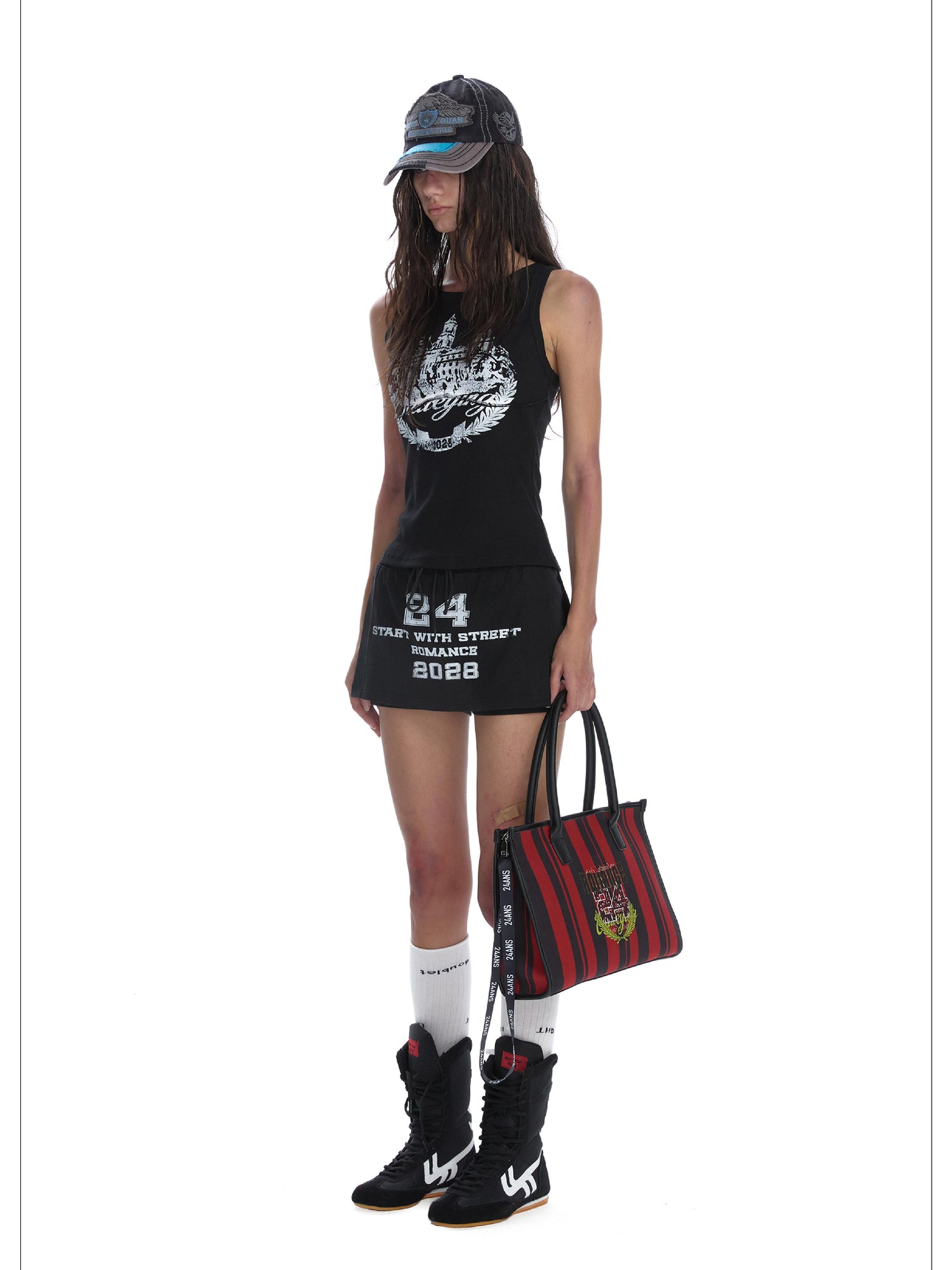 24ans Romance Street Punk Drawstring Shorts