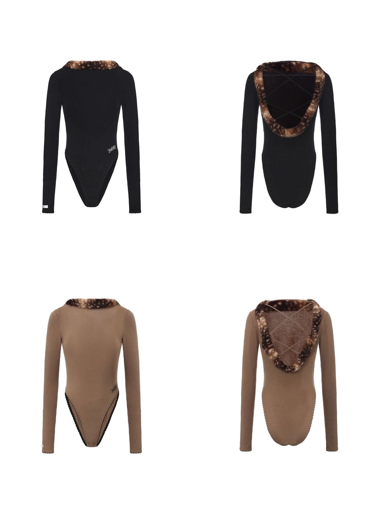 24ans Sexy Slim Fit Panel Lyocell Wool Stretch Long Sleeve Women Black T-Shirt