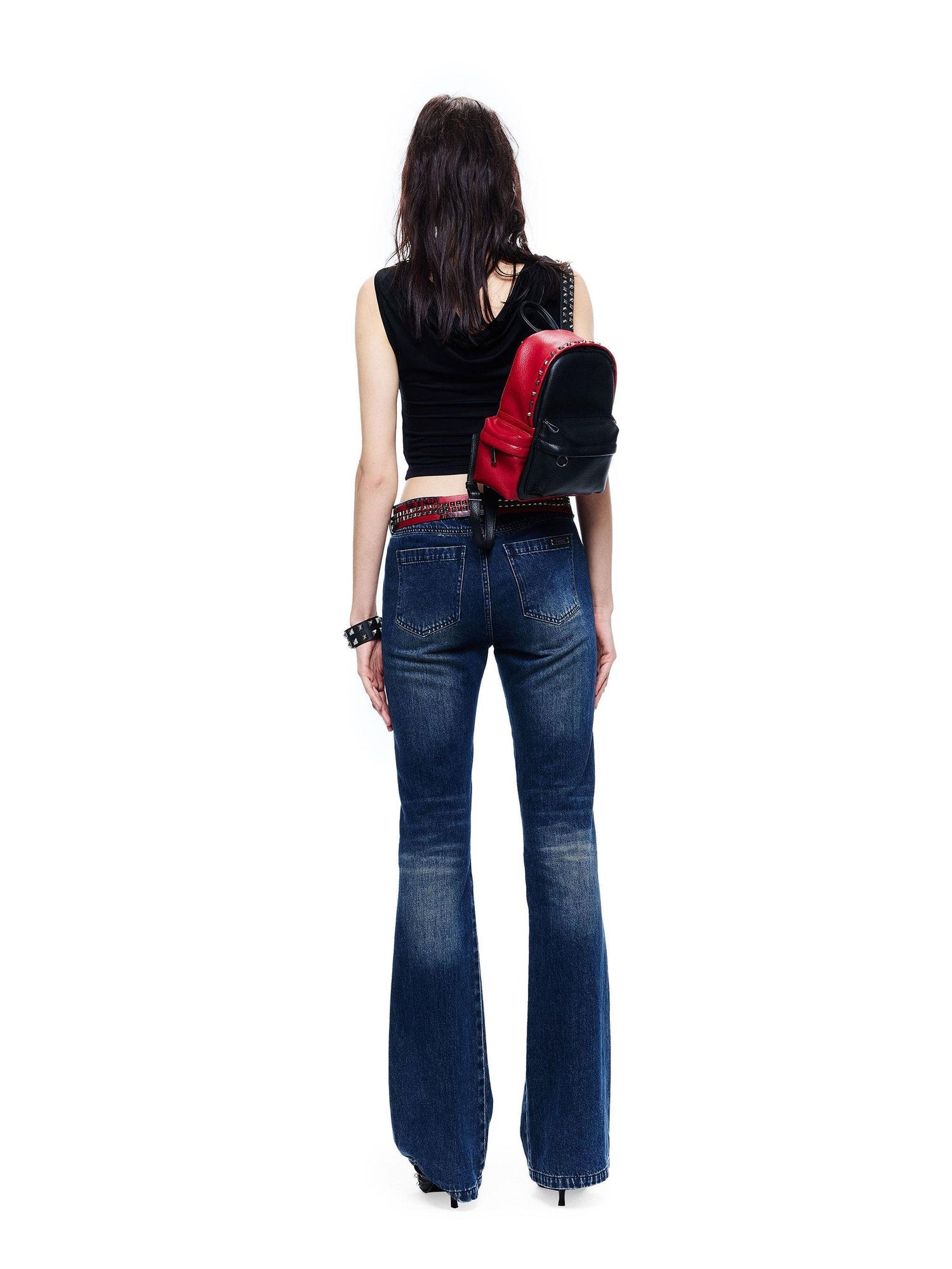 24ans Slight Stretch Embroidered Natural Waist Denim Button Fly Youth Blue Slim Jeans