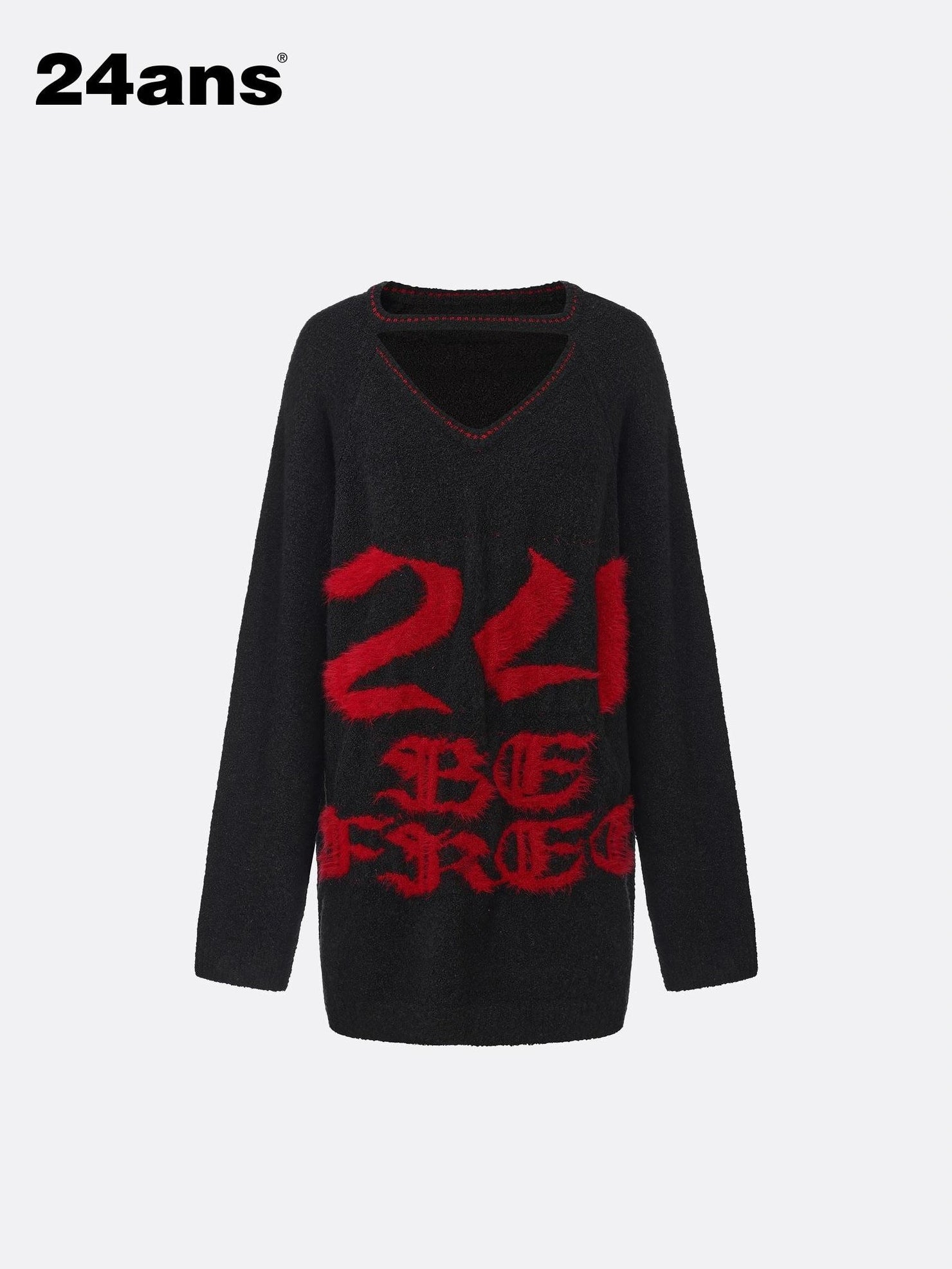 Slogan V-neck Knit Sweater Sweater