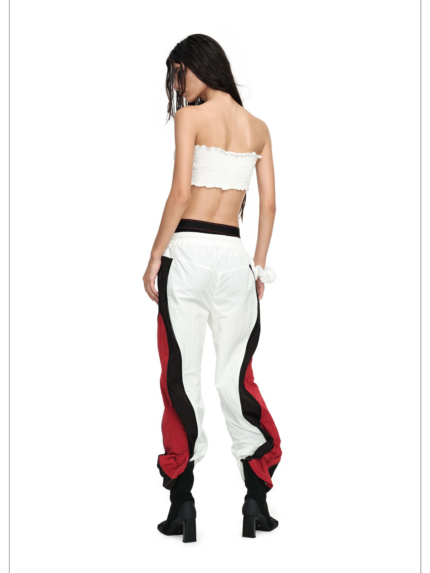 24ans Sporty Chic Dual Waist Contrast Trim Cargo Pants