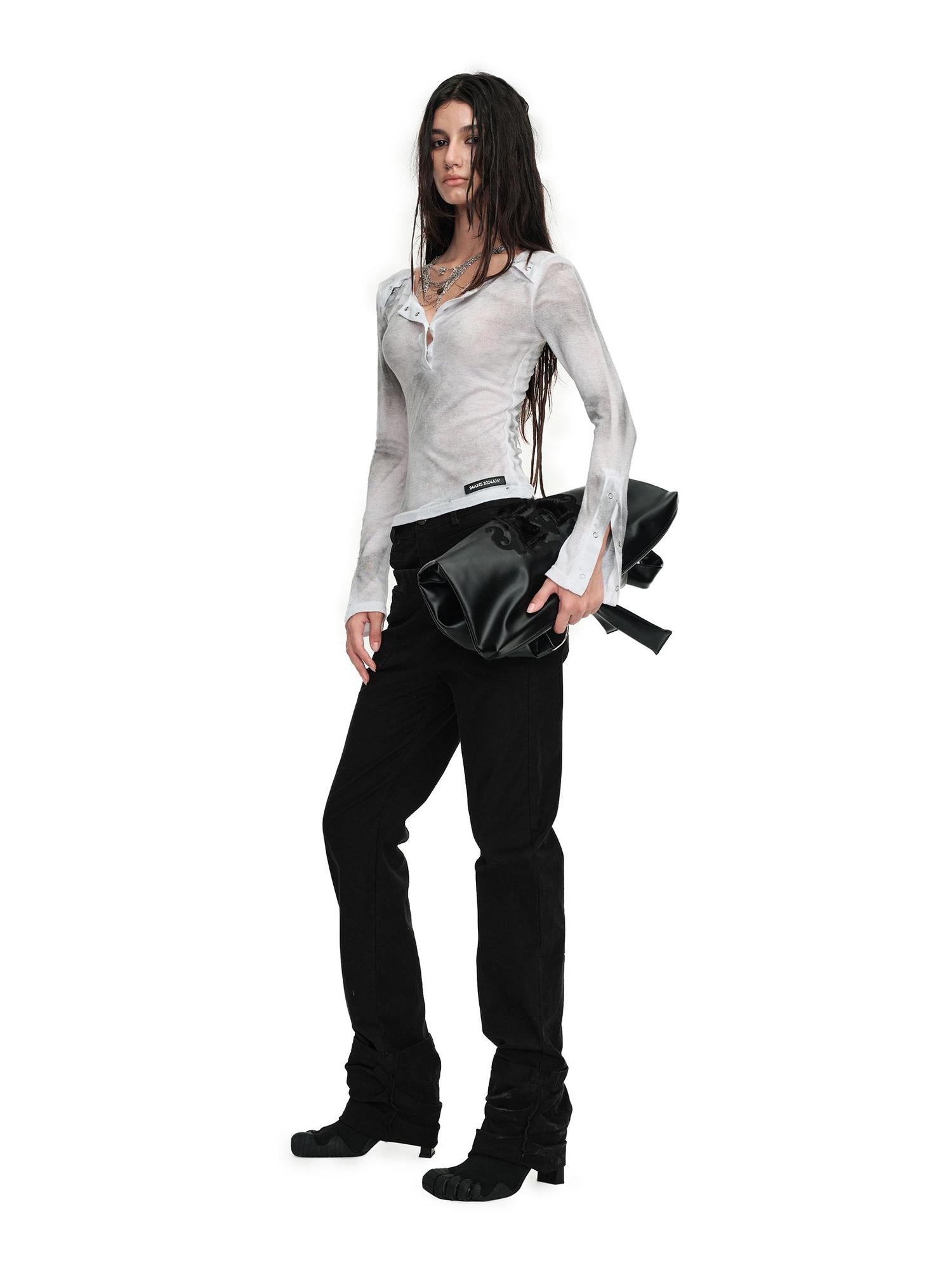 24ans Straight Leg Stacked Pleat Pants For Slim Waist And Long Legs