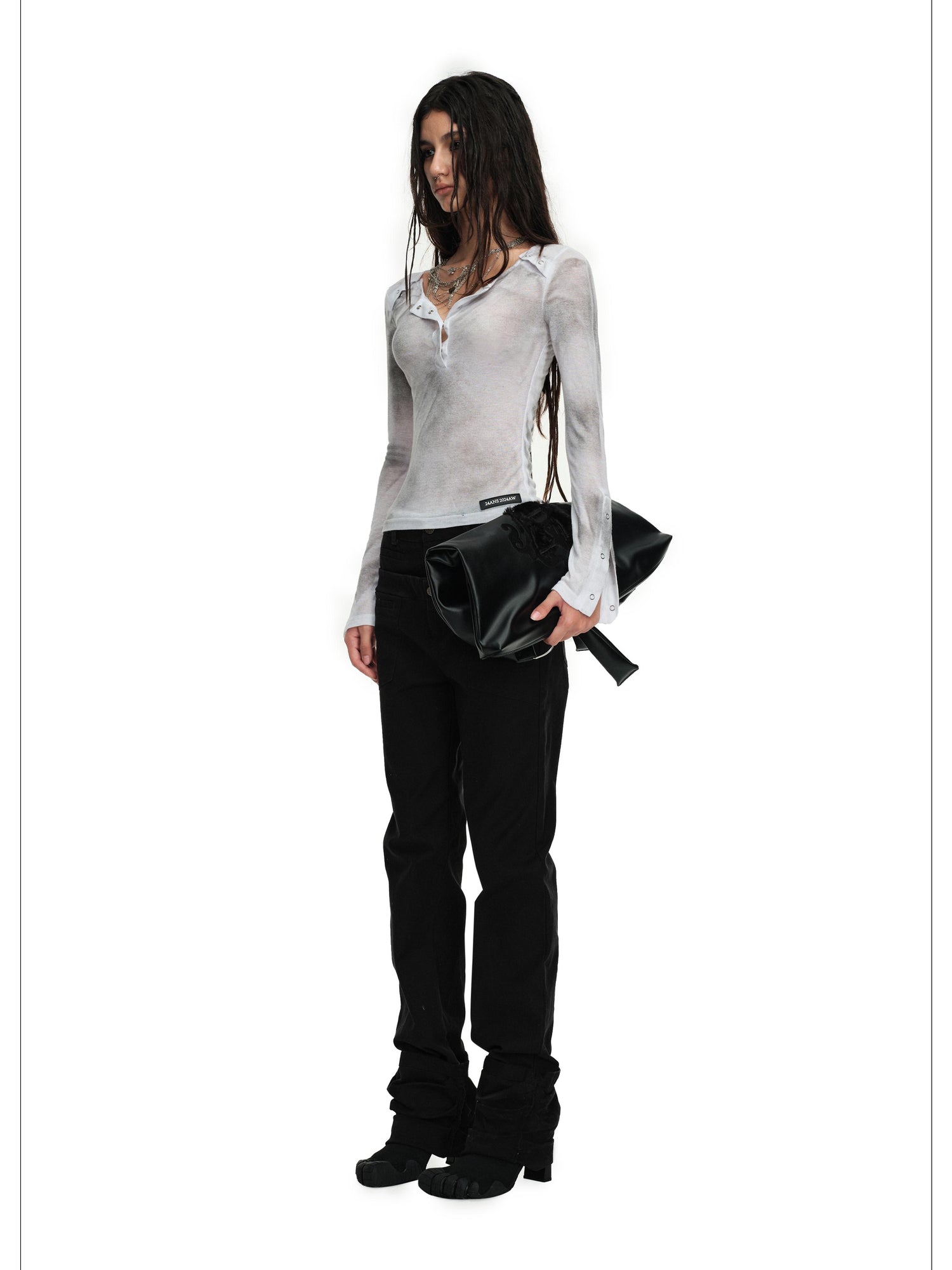 24ans Straight Leg Stacked Pleat Pants For Slim Waist And Long Legs
