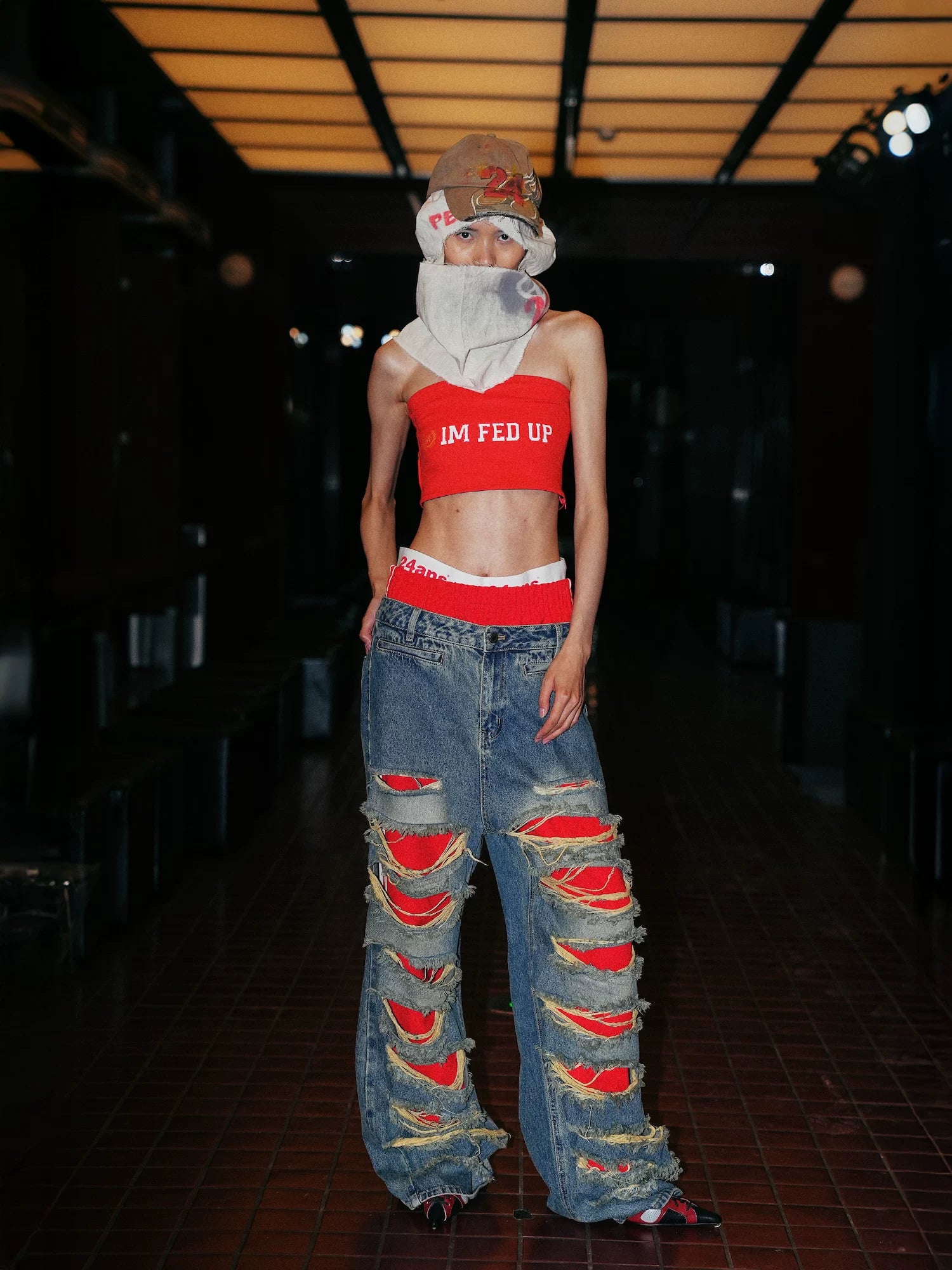 24ans Strapless Top With Punk Slogan Bikini-1