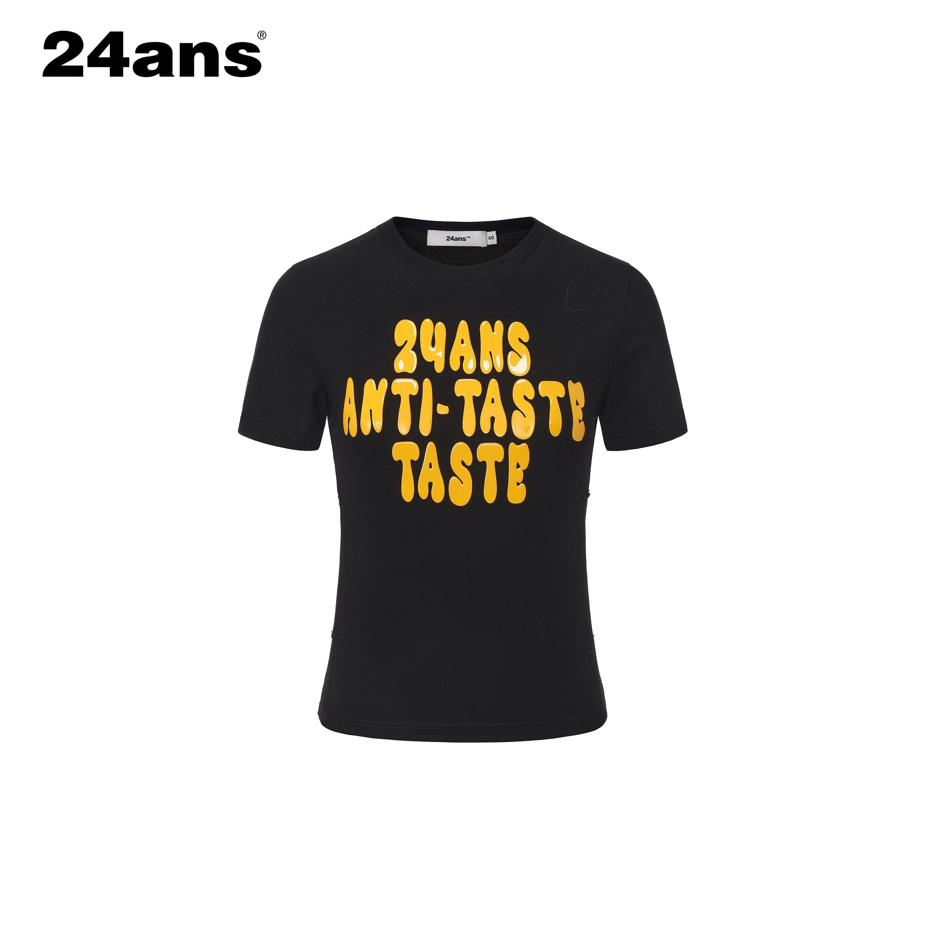 24ans Stretch Cotton Slim Fit Cropped Crew Neck Letter Print Short Sleeve T-Shirts