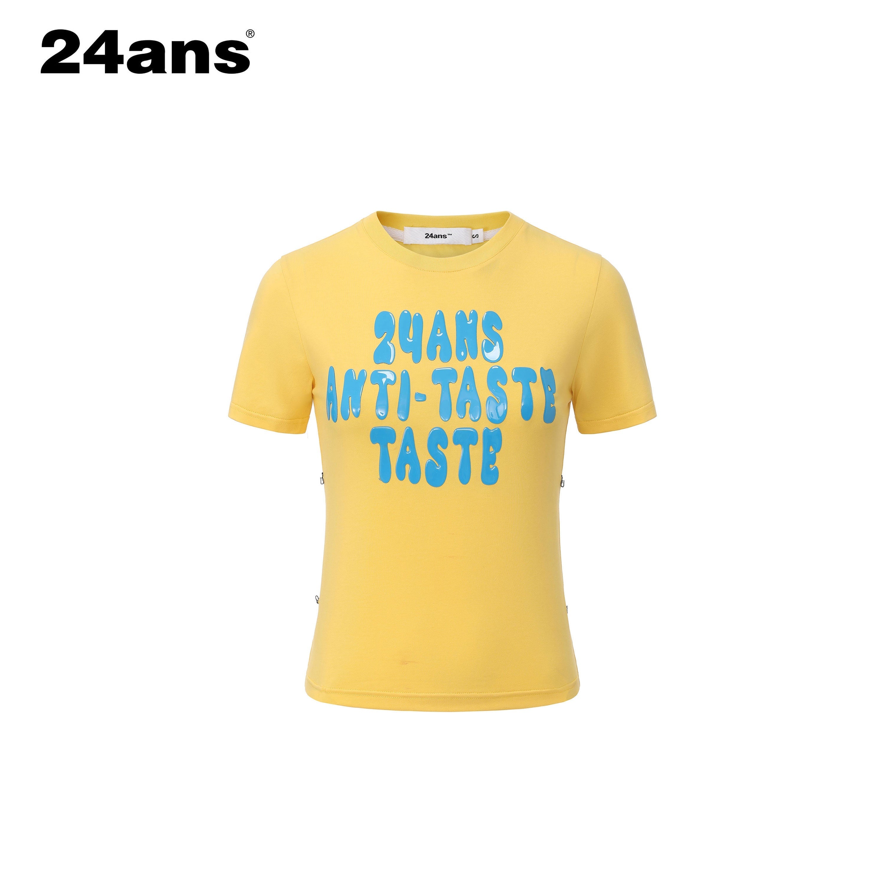 24ans Stretch Cotton Slim Fit Cropped Crew Neck Letter Print Short Sleeve T-Shirts