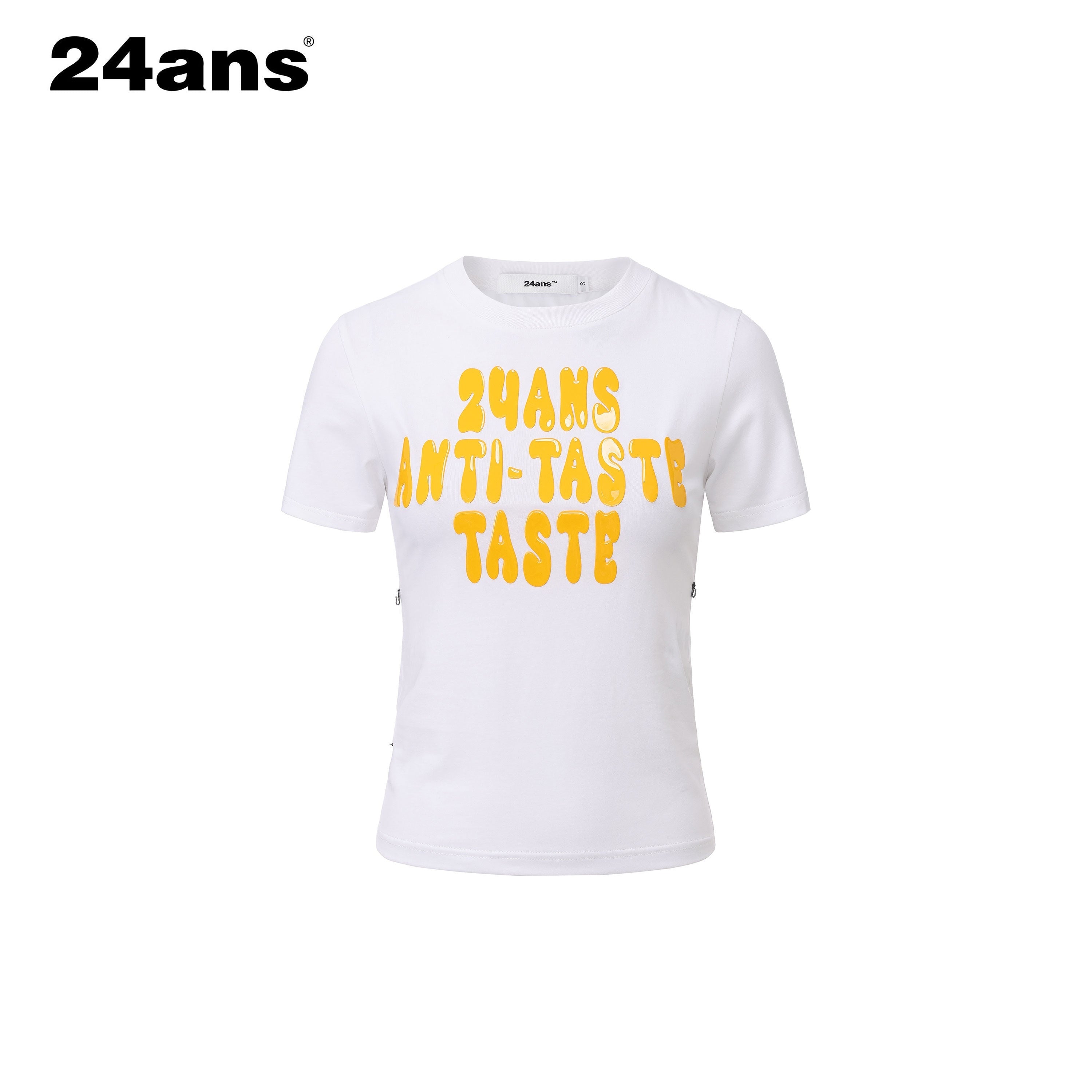 24ans Stretch Cotton Slim Fit Cropped Crew Neck Letter Print Short Sleeve T-Shirts