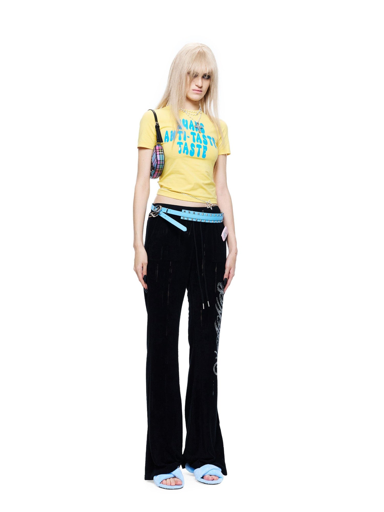 24ans Stretch Cotton Slim Fit Cropped Crew Neck Letter Print Short Sleeve T-Shirts