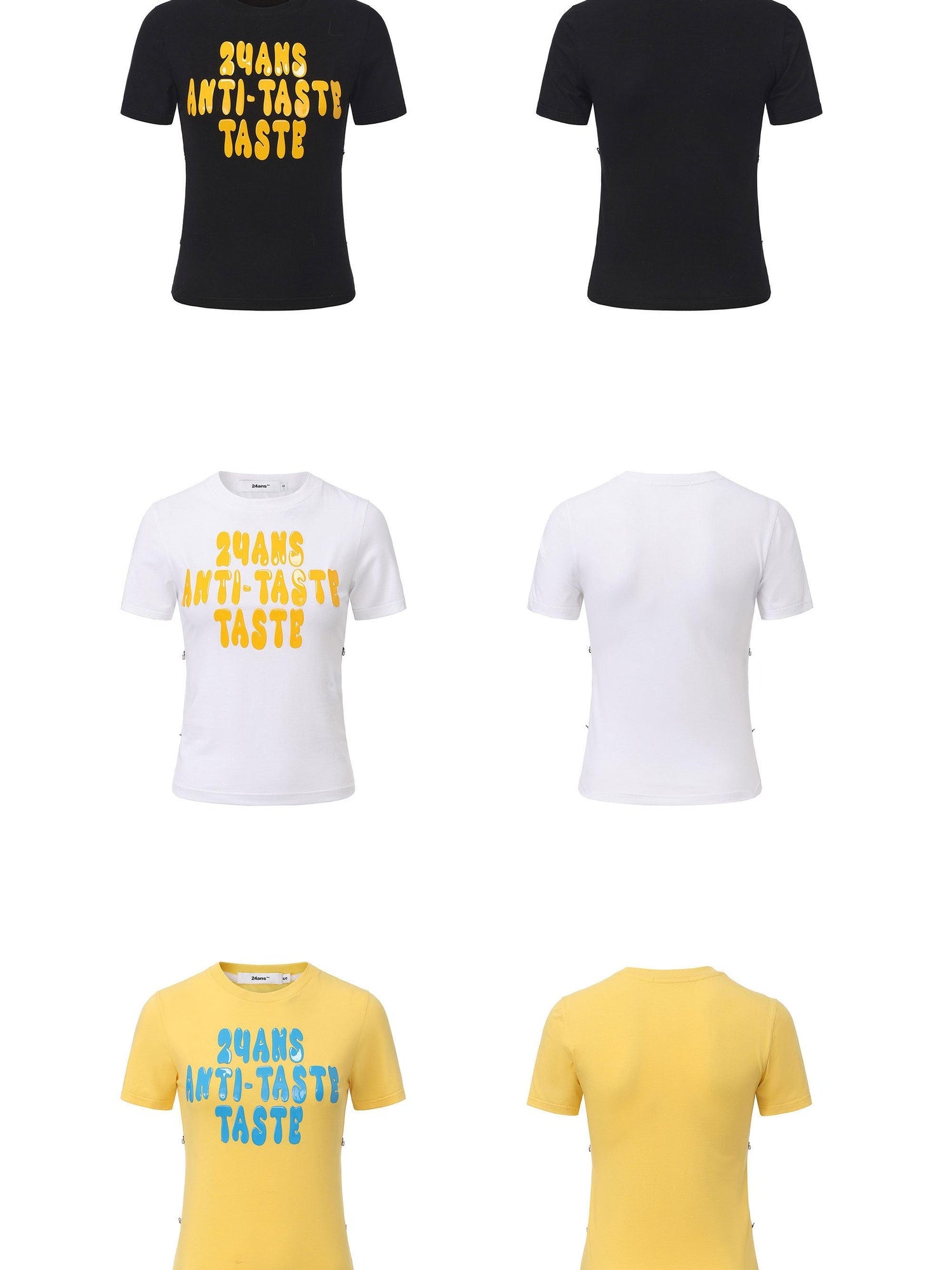 24ans Stretch Cotton Slim Fit Cropped Crew Neck Letter Print Short Sleeve T-Shirts