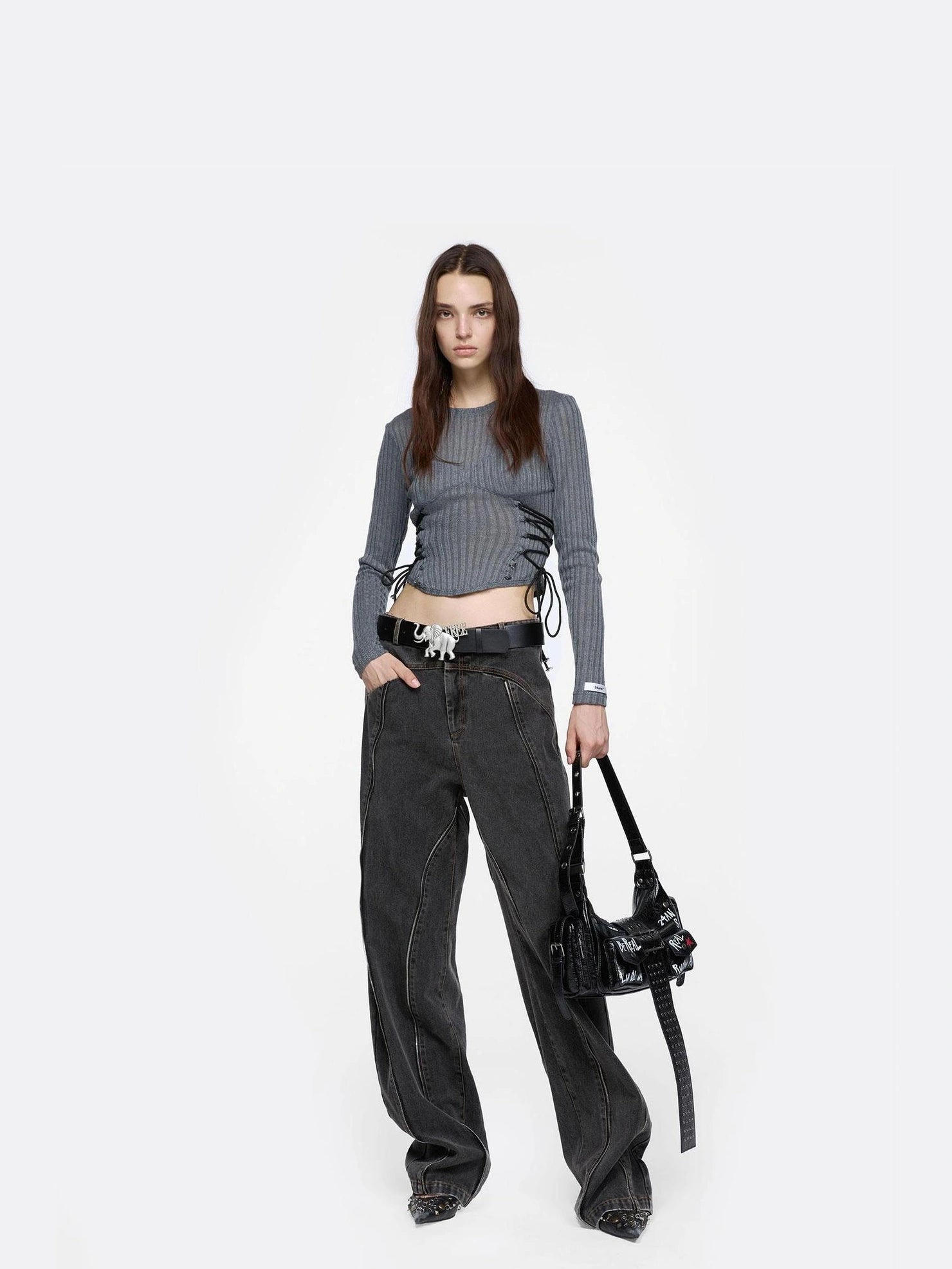 24ans Structural Seam Denim Trousers Jeans