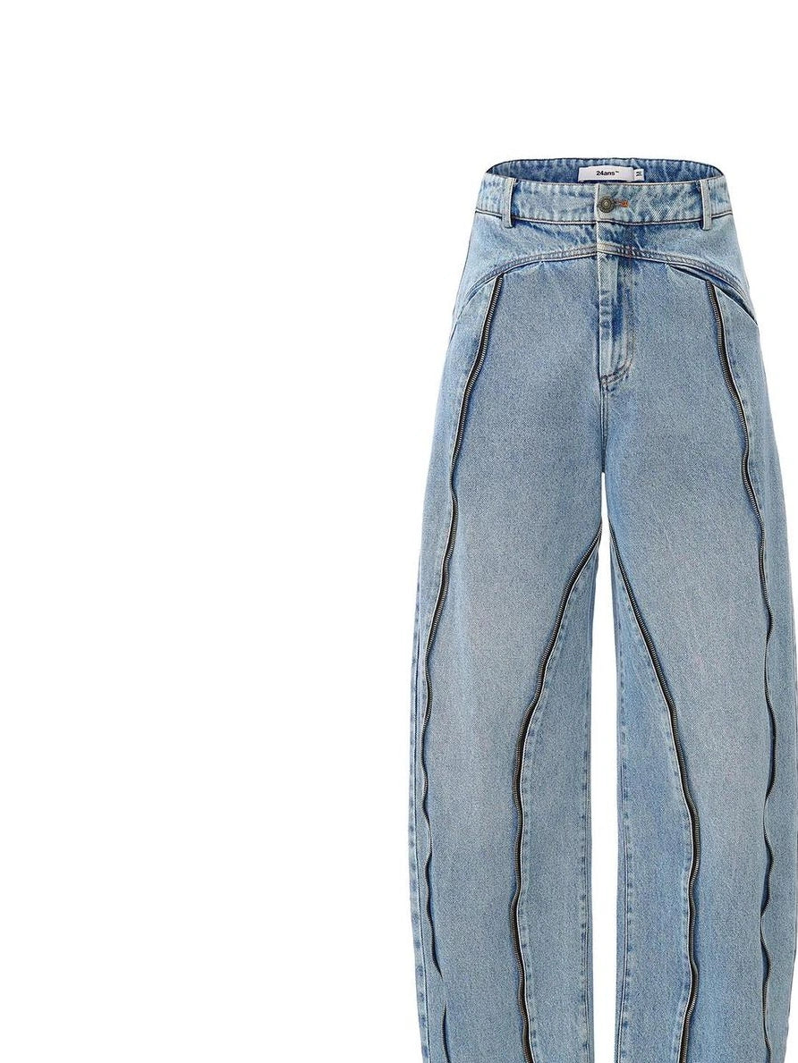 24ans Structural Seam Denim Trousers Jeans