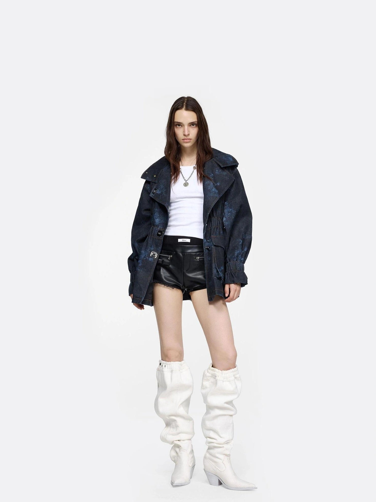 24ans Tie Dye Stand Collar Jacket Coat