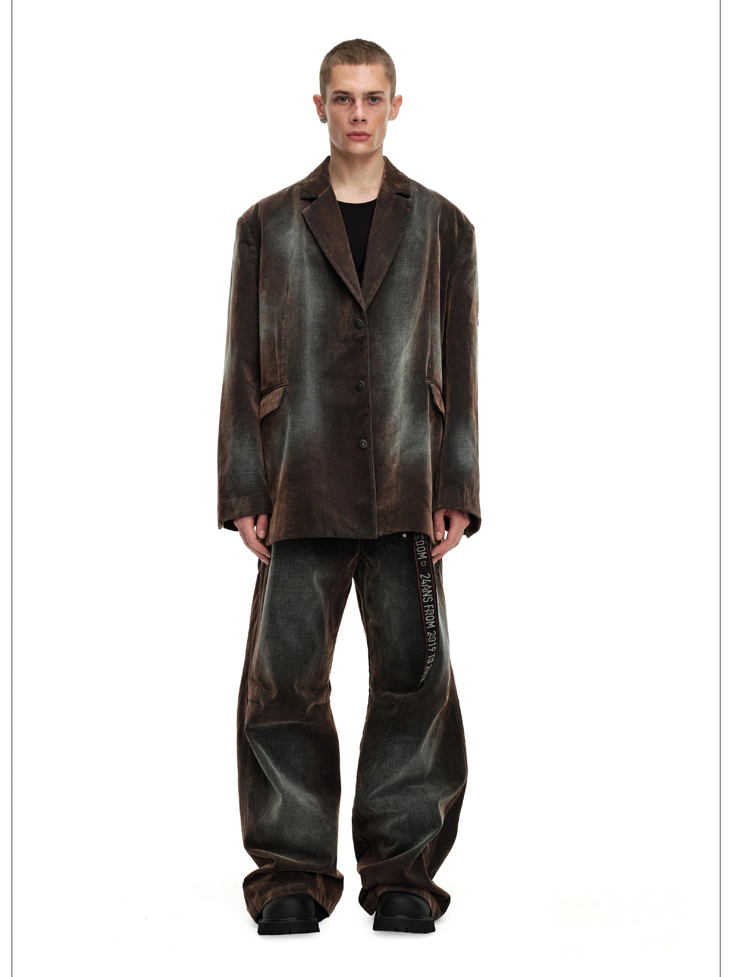 24ans Tie Dye Vintage High Street Brown Jacket Trousers Set